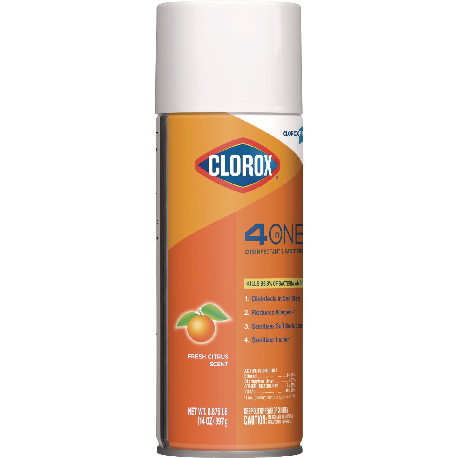 Clorox® 4-in-One Disinfectant and Sanitizer, Citrus, 14 oz Aerosol Spray