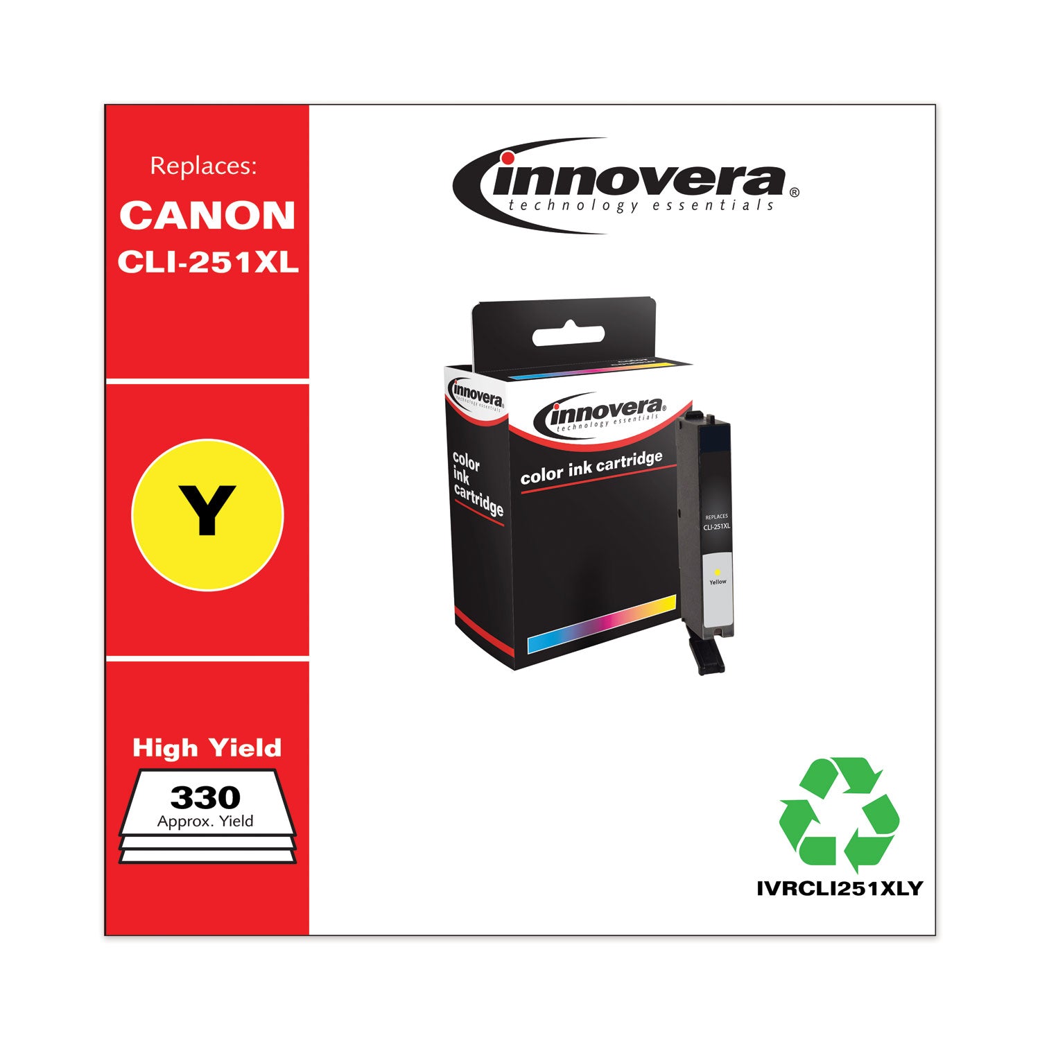 Innovera® Remanufactured Yellow High-Yield Ink, Replacement for CLI-251XL (6451B001), 685 Page-Yield