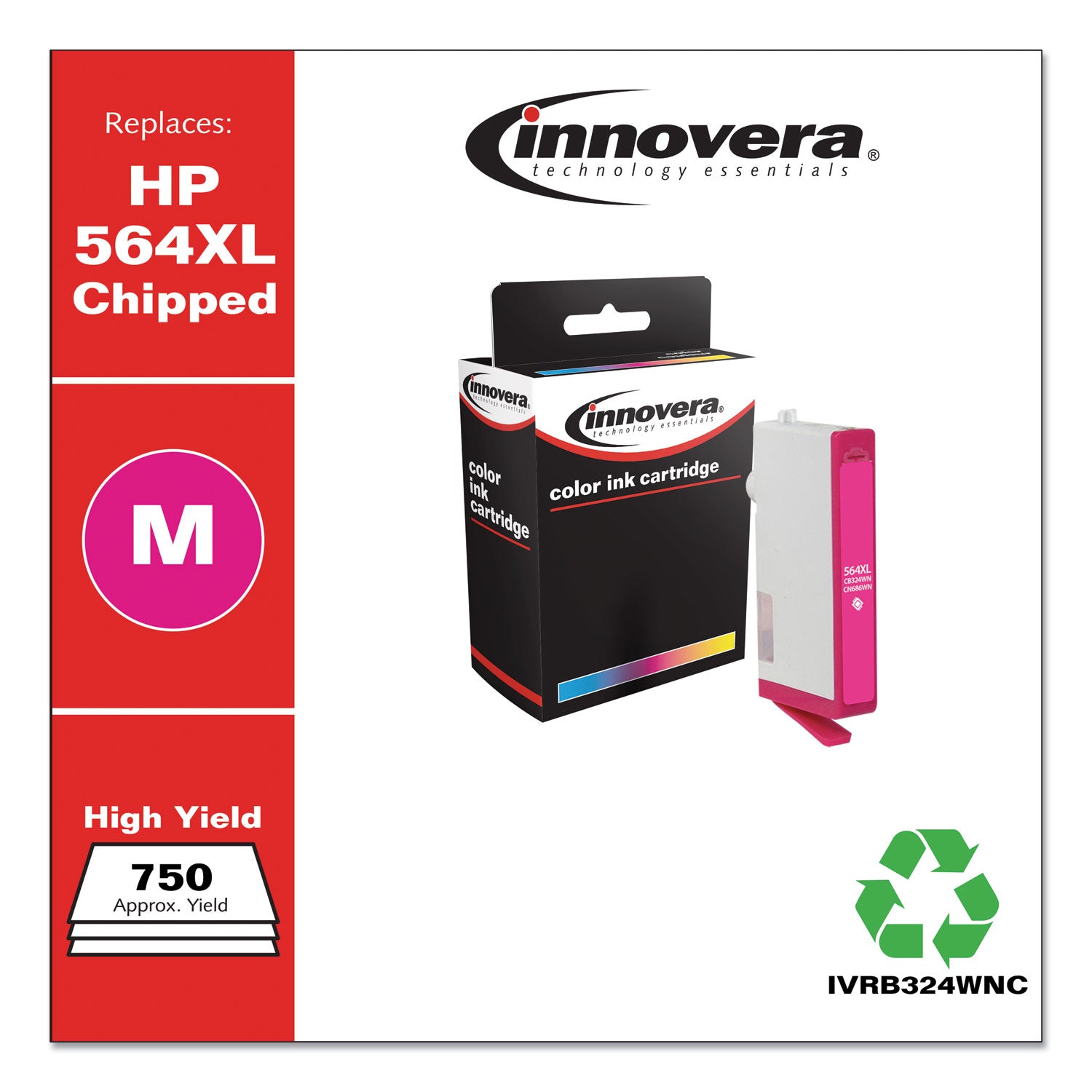 Innovera® Remanufactured Magenta High-Yield Ink, Replacement for 564XL (CB324WN), 750 Page-Yield