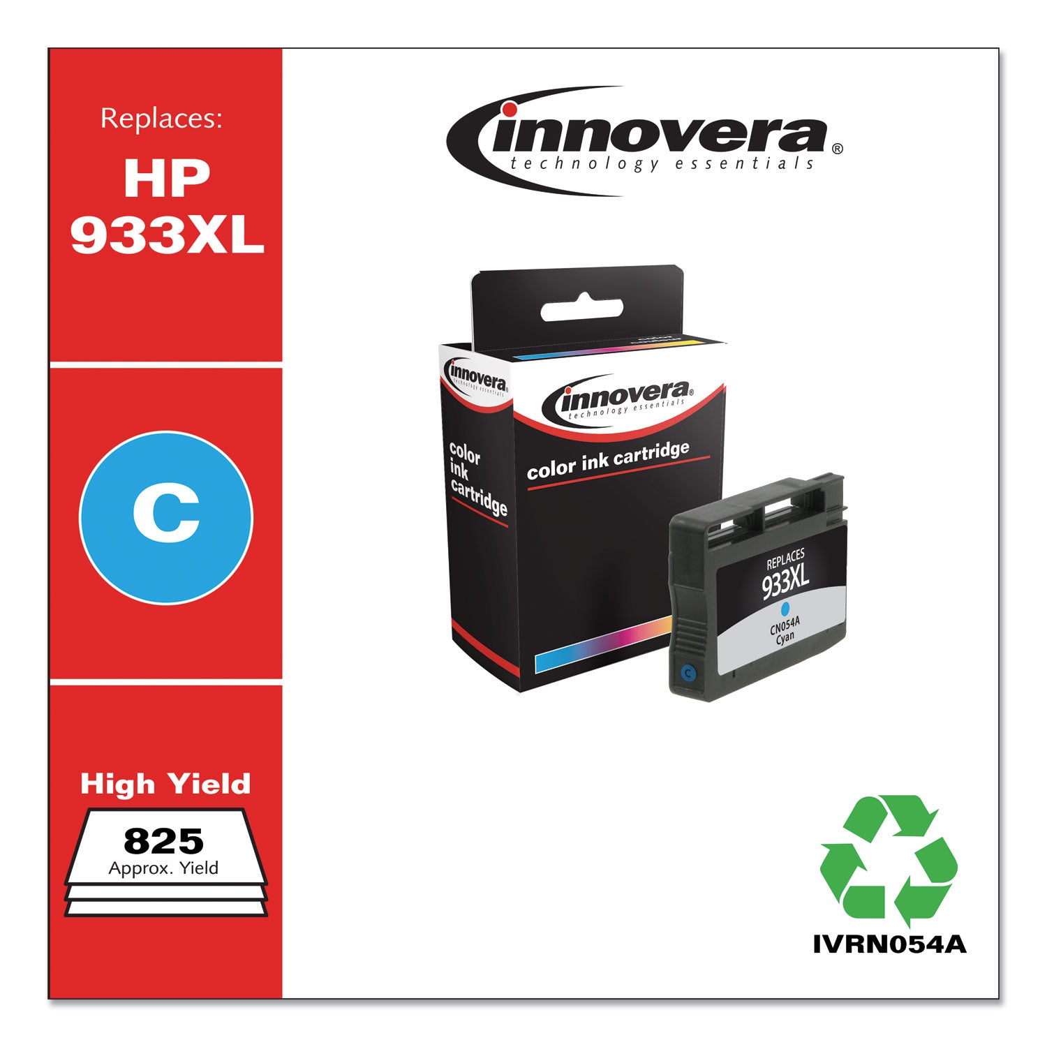 Innovera® Remanufactured Cyan High-Yield Ink, Replacement for 933XL (CN054A), 825 Page-Yield