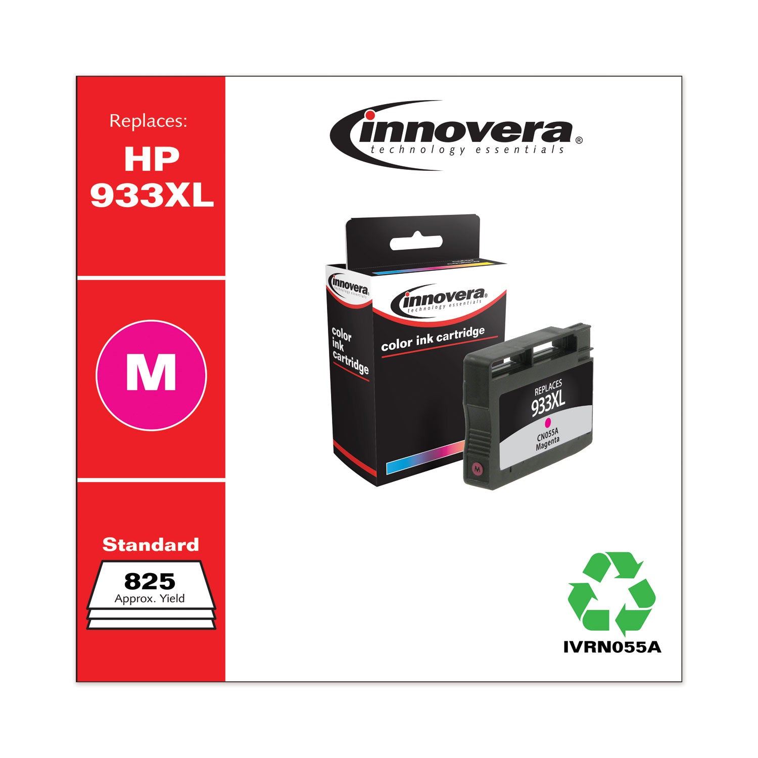 Innovera® Remanufactured Magenta High-Yield Ink, Replacement for 933XL (CN055A), 825 Page-Yield