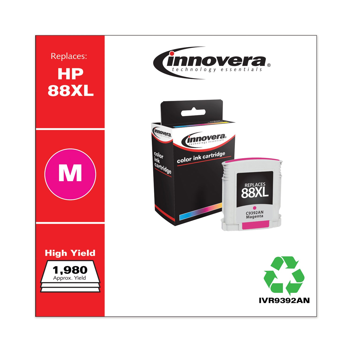 Innovera® Remanufactured Magenta High-Yield Ink, Replacement for 88XL (C9392AN), 1,980 Page-Yield