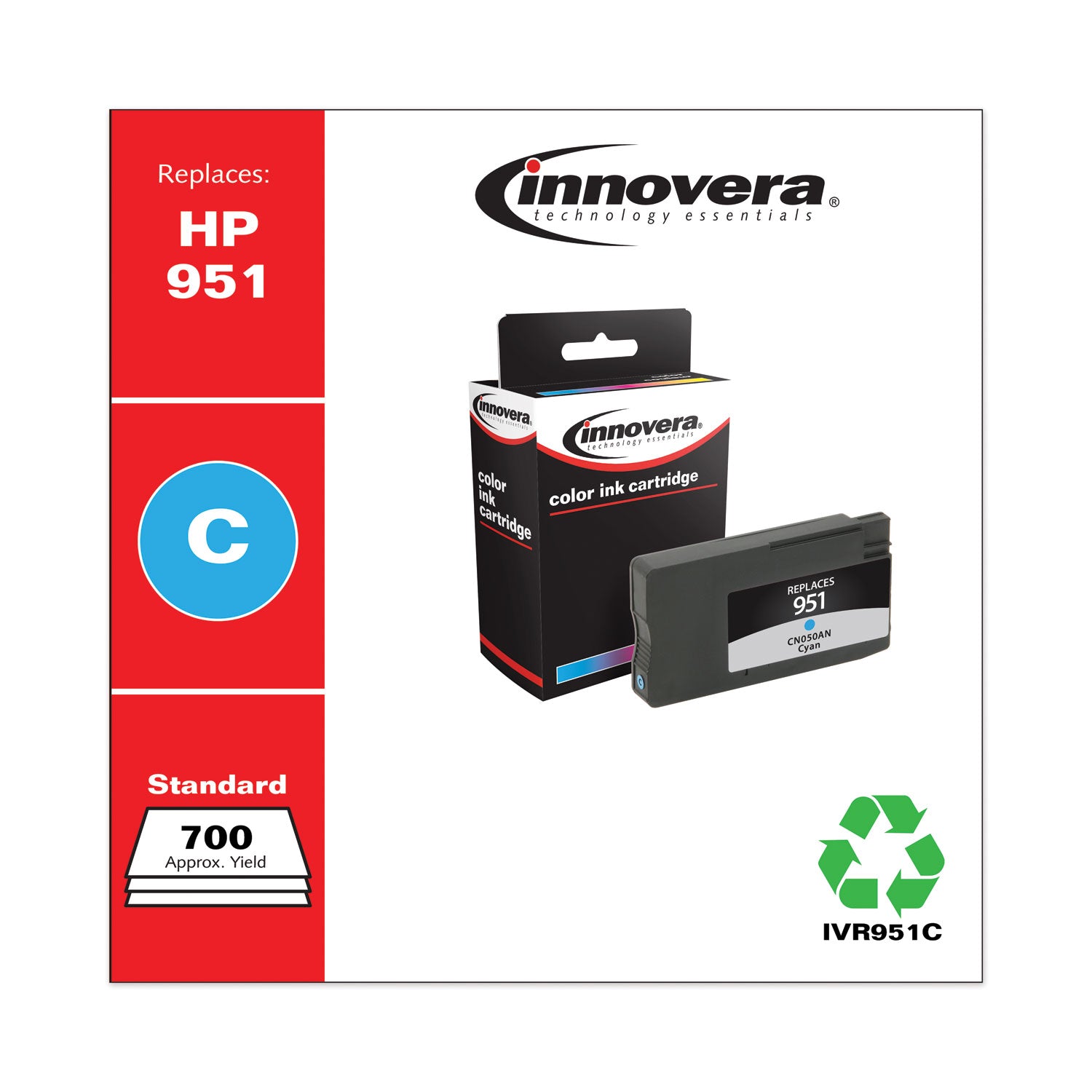 Innovera® Remanufactured Cyan Ink, Replacement for 951 (CN050AN), 700 Page-Yield