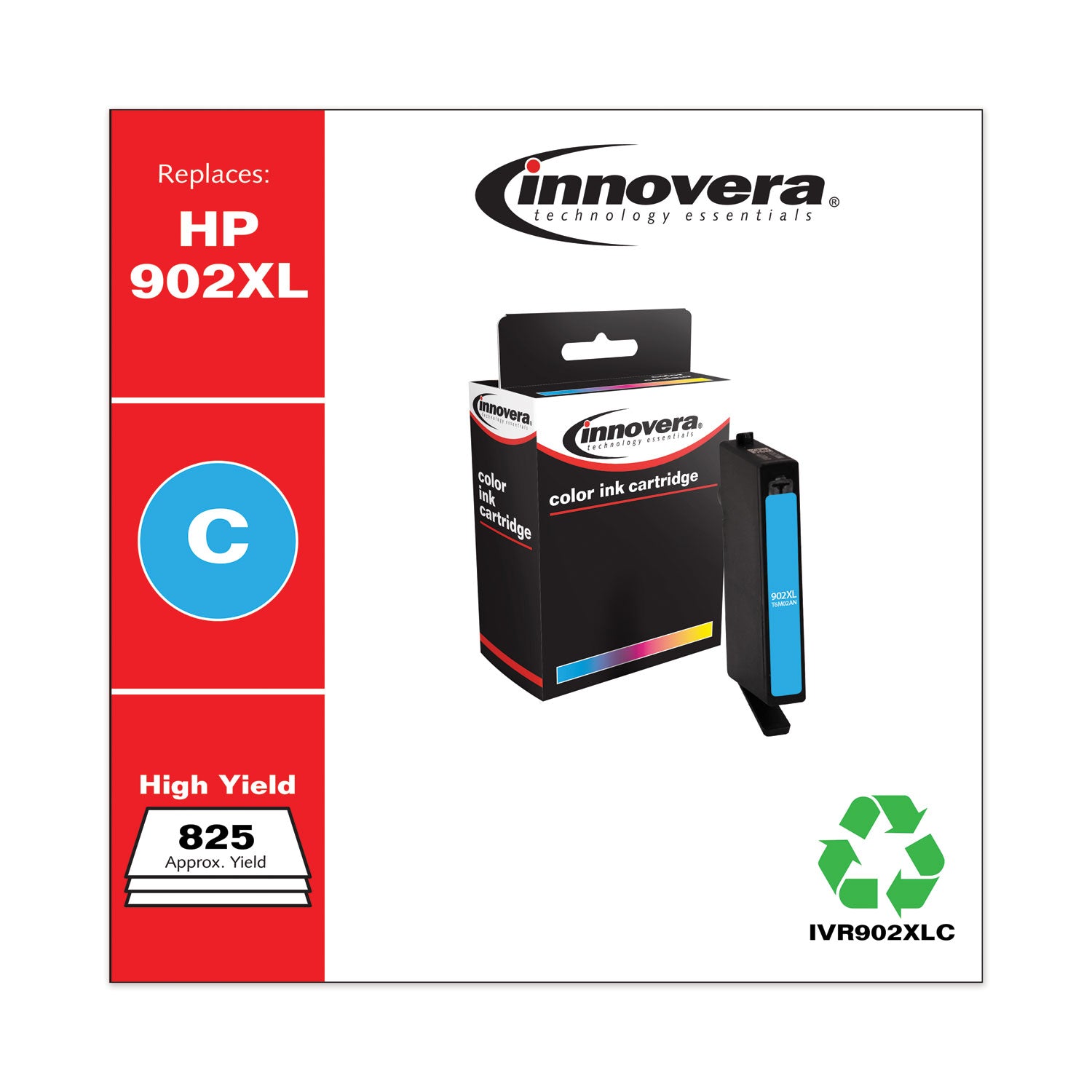 Innovera® Remanufactured Cyan High-Yield Ink, Replacement for 902XL (T6M02AN), 825 Page-Yield