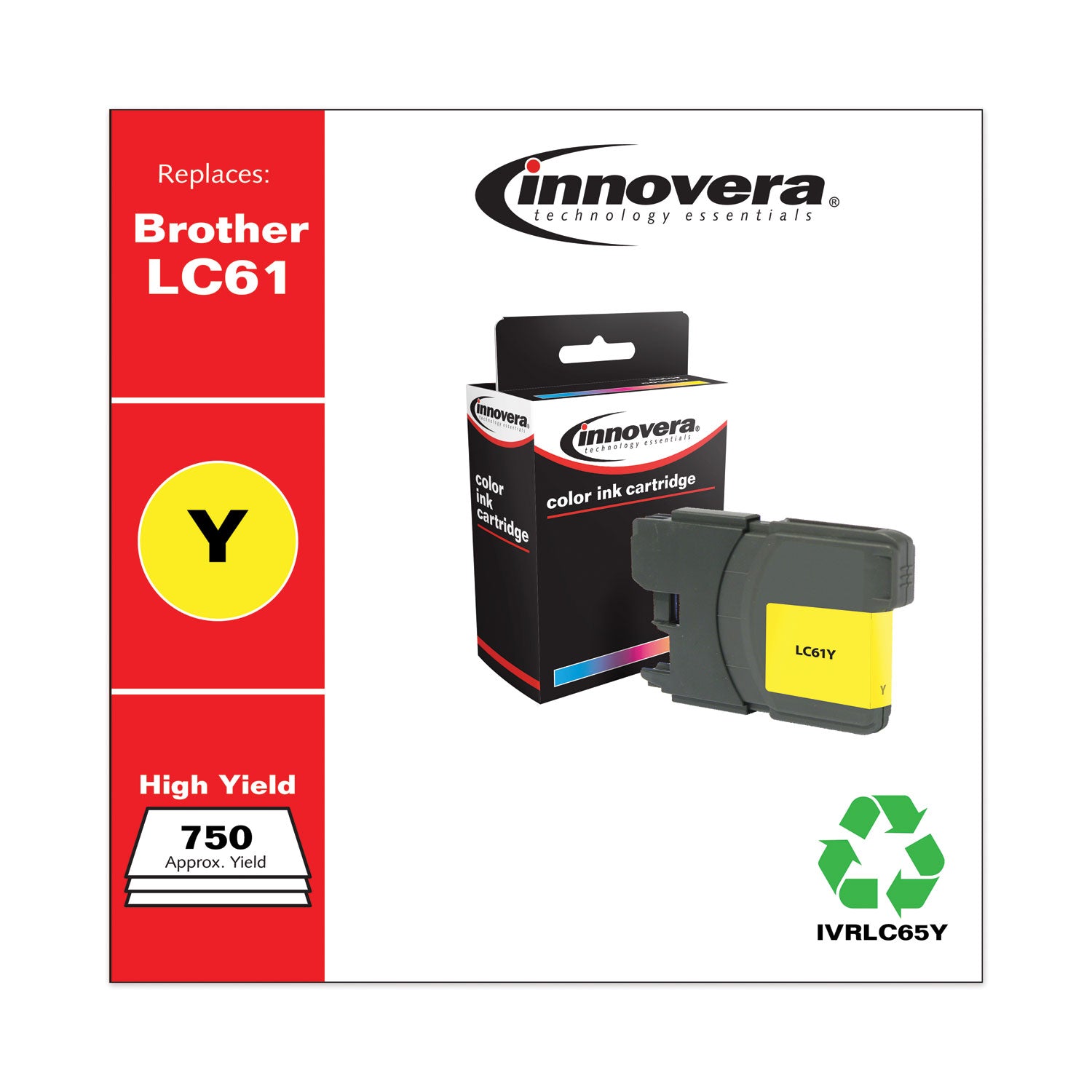 Innovera® Remanufactured Yellow High-Yield Ink, Replacement for LC65Y, 750 Page-Yield