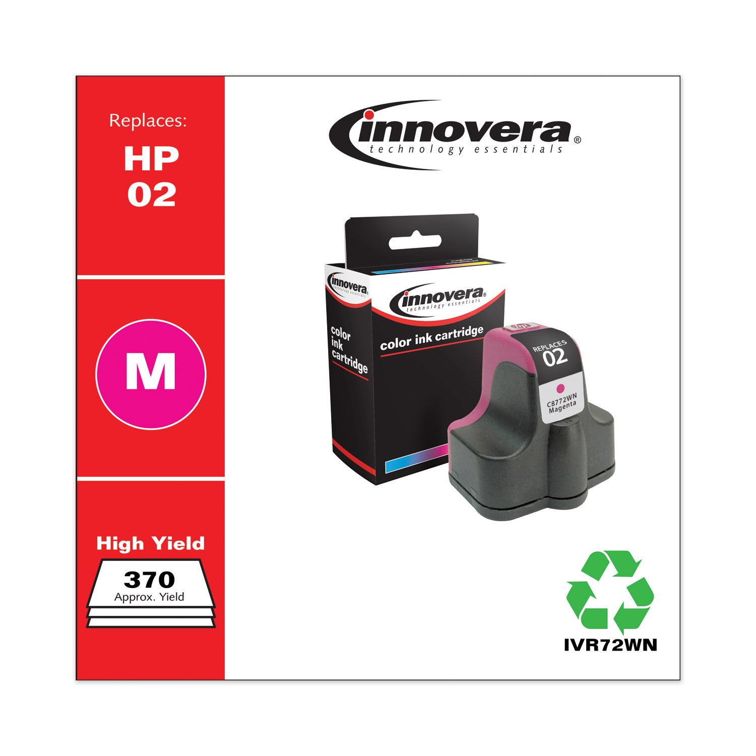 Innovera® Remanufactured Magenta Ink, Replacement for 02 (C8772WN), 370 Page-Yield