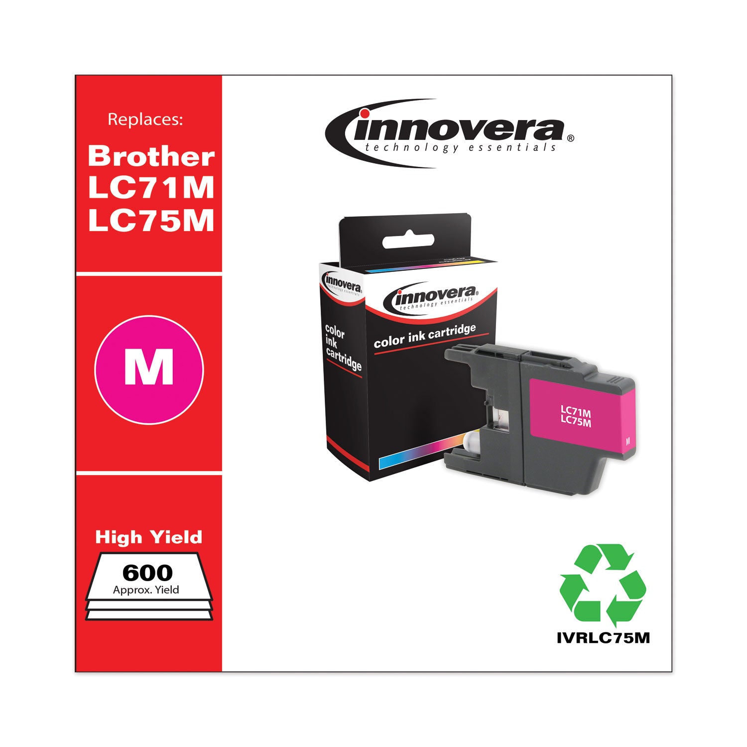 Innovera® Remanufactured Magenta High-Yield Ink, Replacement for LC75M, 600 Page-Yield