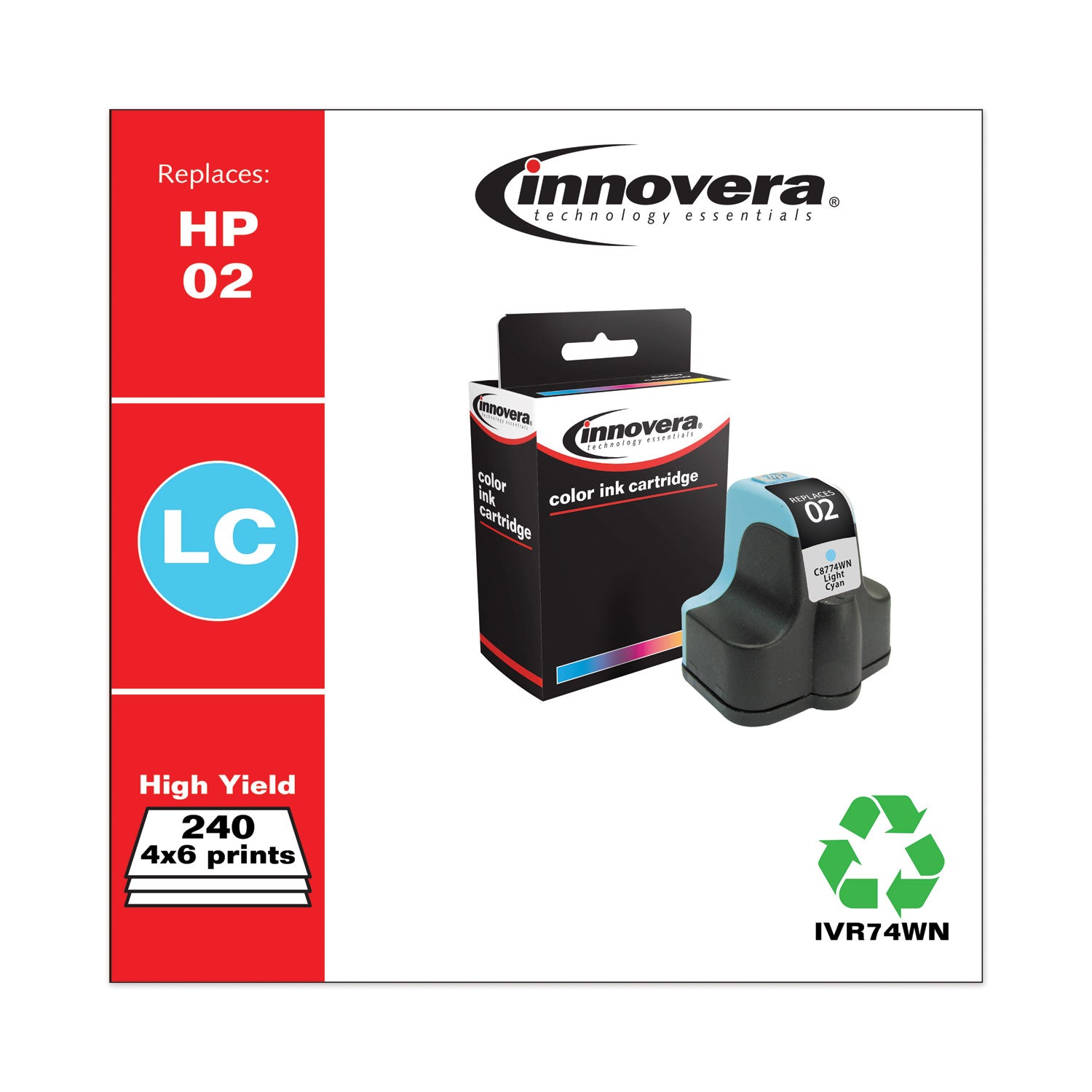 Innovera® Remanufactured Light Cyan Ink, Replacement for 02 (C8774WN), 240 Page-Yield