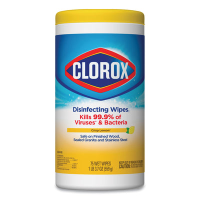 CLOROX SALES CO. Disinfecting Wipes, 1-Ply, 7 x 8, Crisp Lemon, White, 35/Canister, 12 Canisters/Carton - Flipcost