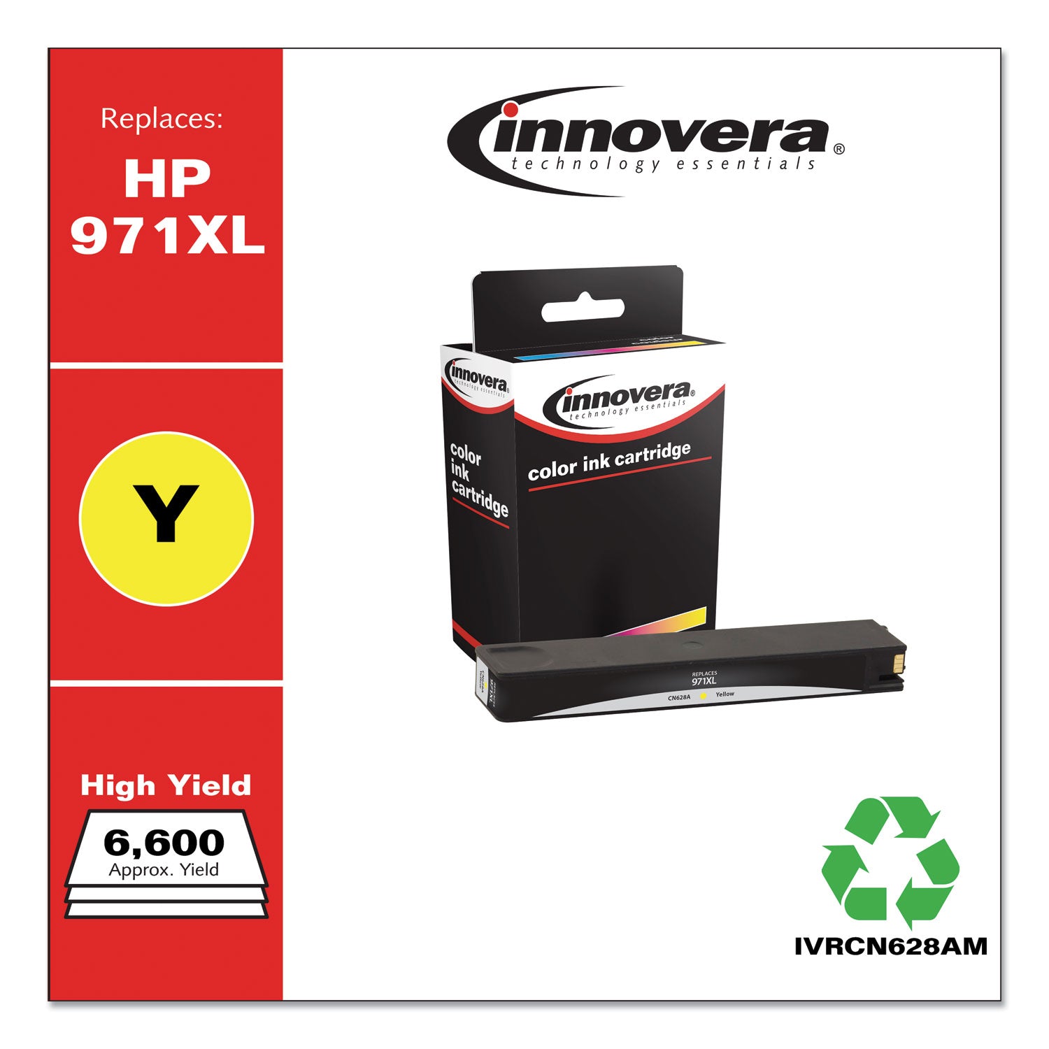 Innovera® Remanufactured Yellow High-Yield Ink, Replacement for 971XL (CN628AM), 6,600 Page-Yield