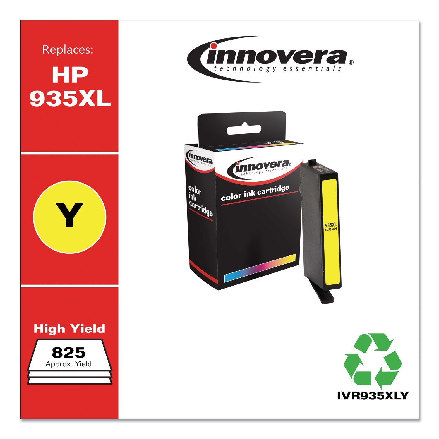 Innovera® Remanufactured Yellow High-Yield Ink, Replacement for 935XL (C2P26AN), 825 Page-Yield