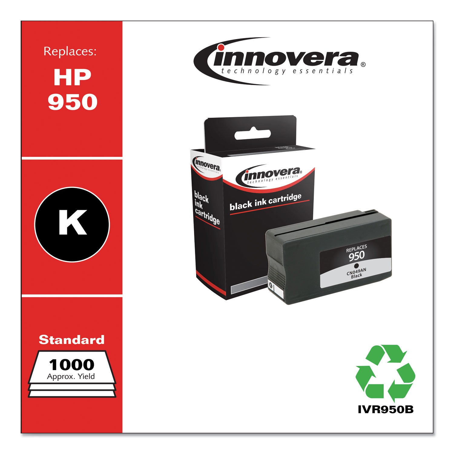 Innovera® Remanufactured Black Ink, Replacement for 950 (CN049AN), 1,000 Page-Yield