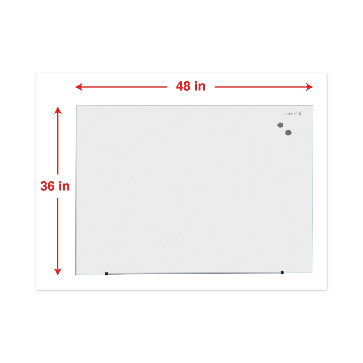 Universal® Frameless Magnetic Glass Marker Board, 48 x 36, White Surface