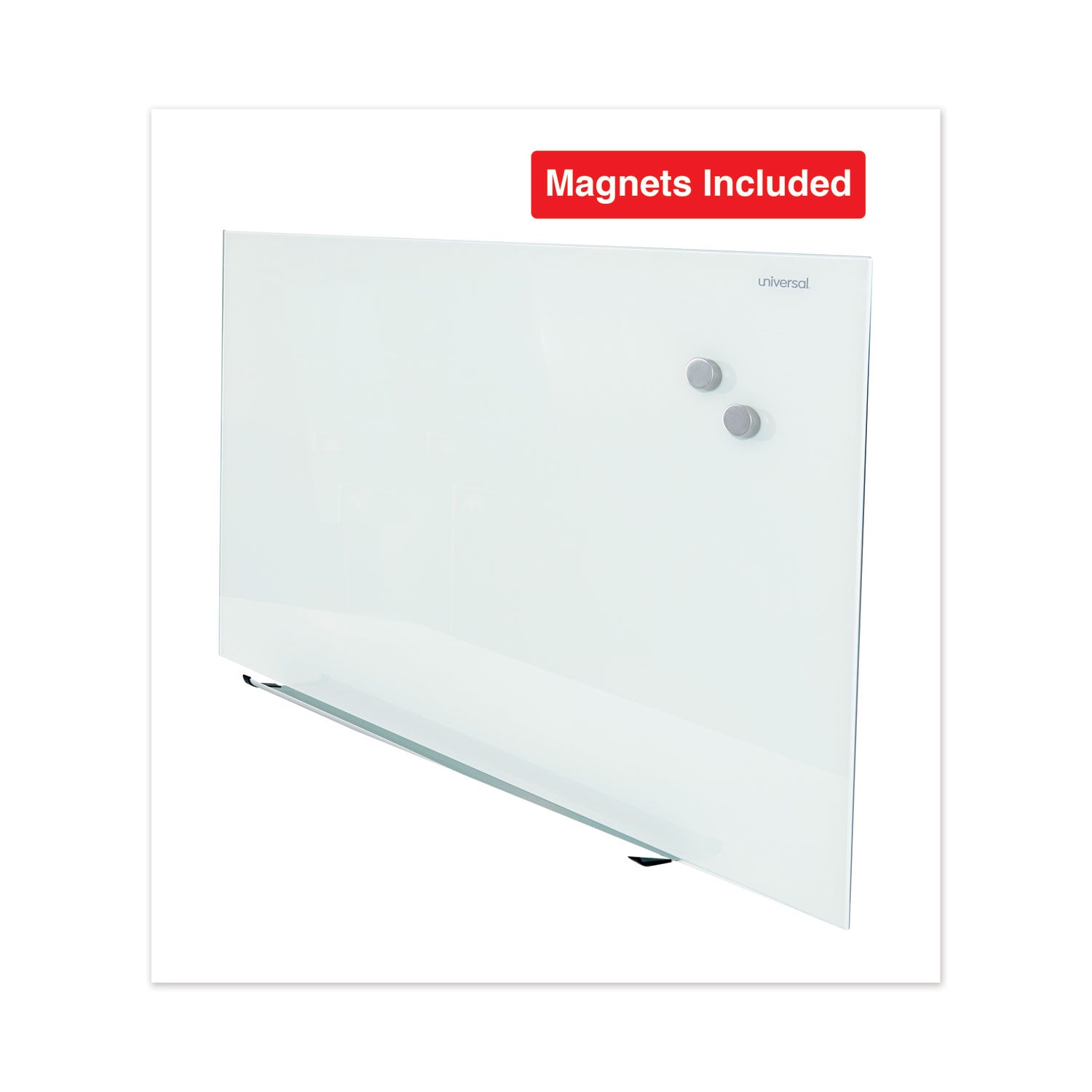 Universal® Frameless Magnetic Glass Marker Board, 48 x 36, White Surface