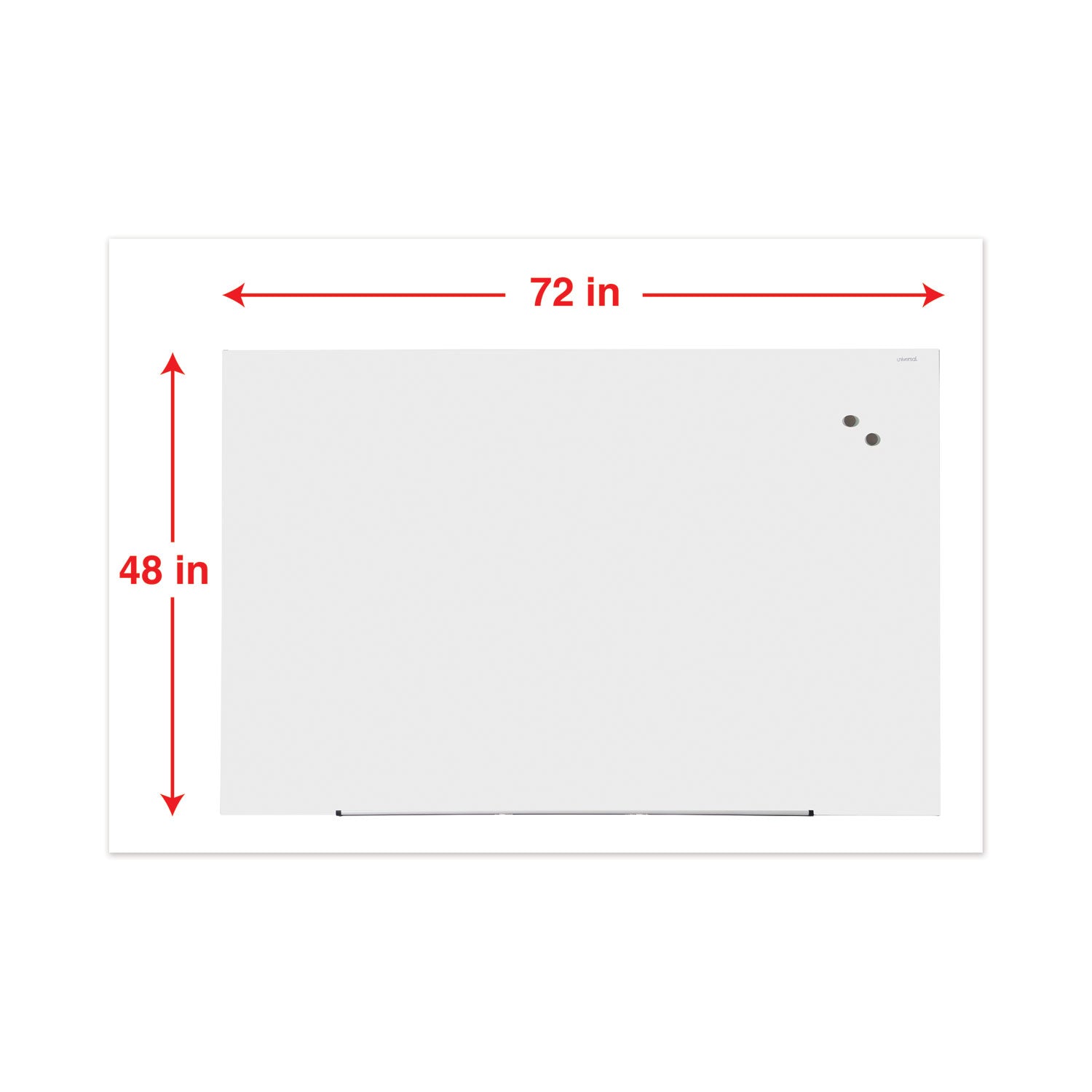 Universal® Frameless Magnetic Glass Marker Board, 72 x 48, White Surface