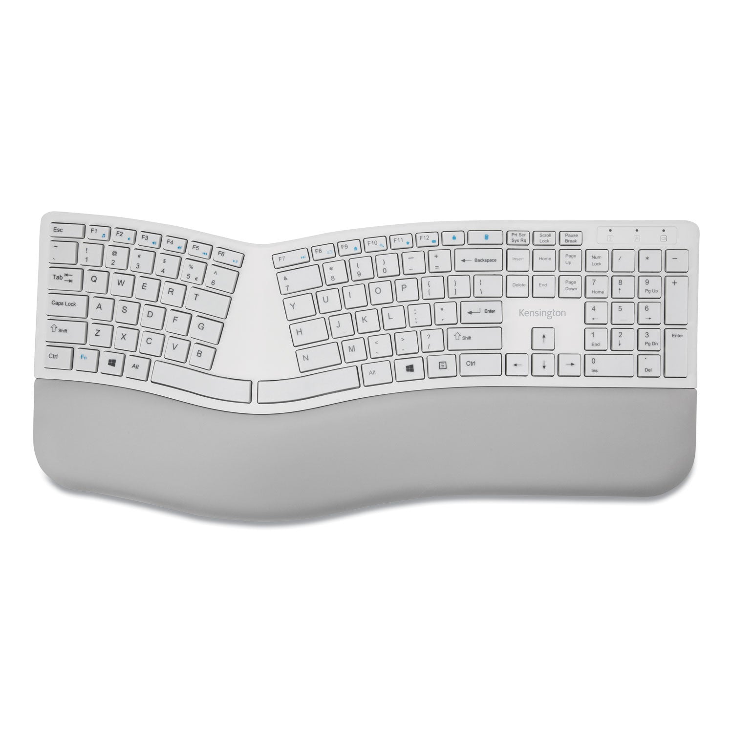 Kensington® Pro Fit Ergo Wireless Keyboard, 18.98 x 9.92 x 1.5, Gray