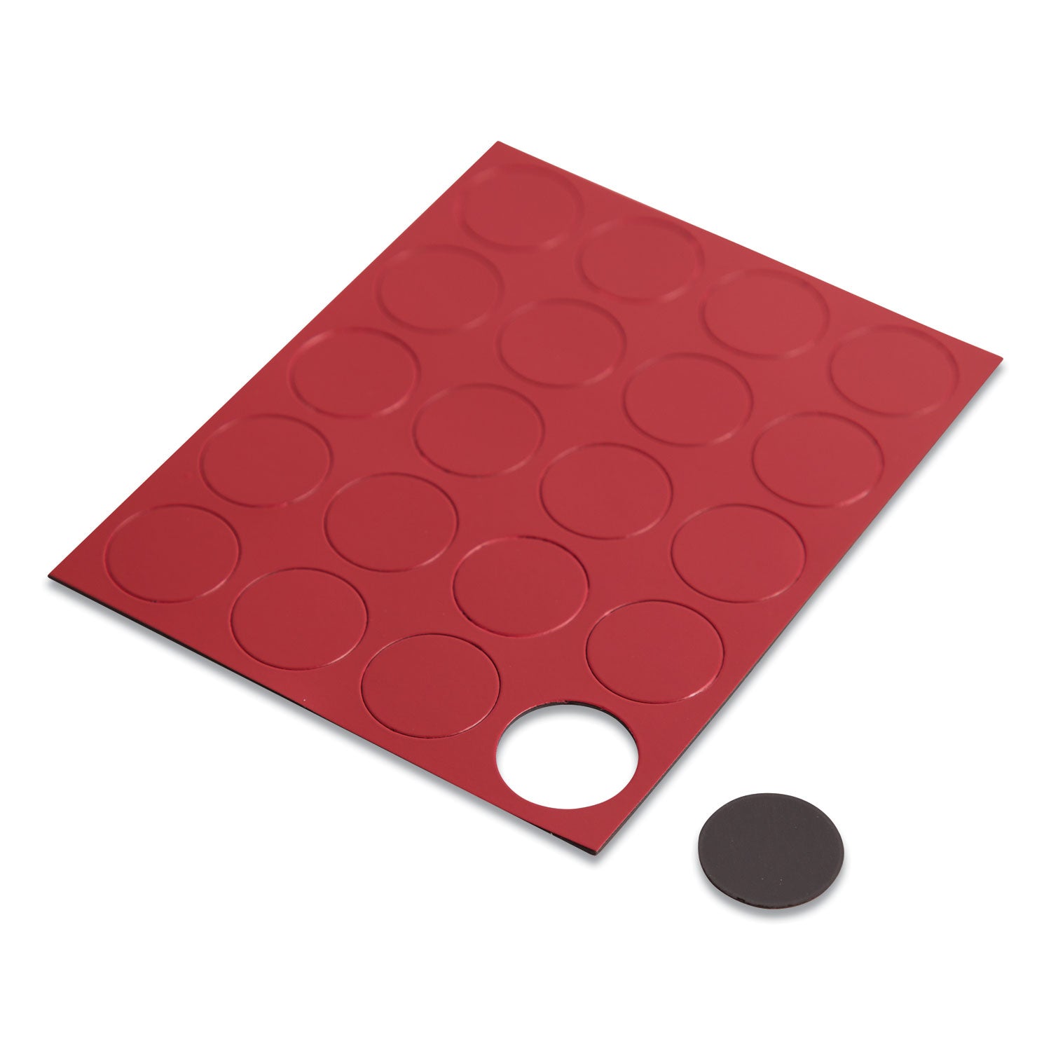 Heavy-Duty Board Magnets, Circles, Red, 0.75" Diameter, 20/Pack