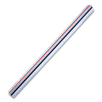Triangular Scale Plastic Engineers Ruler, 12" Long, White with Colored Grooves Flipcost Flipcost