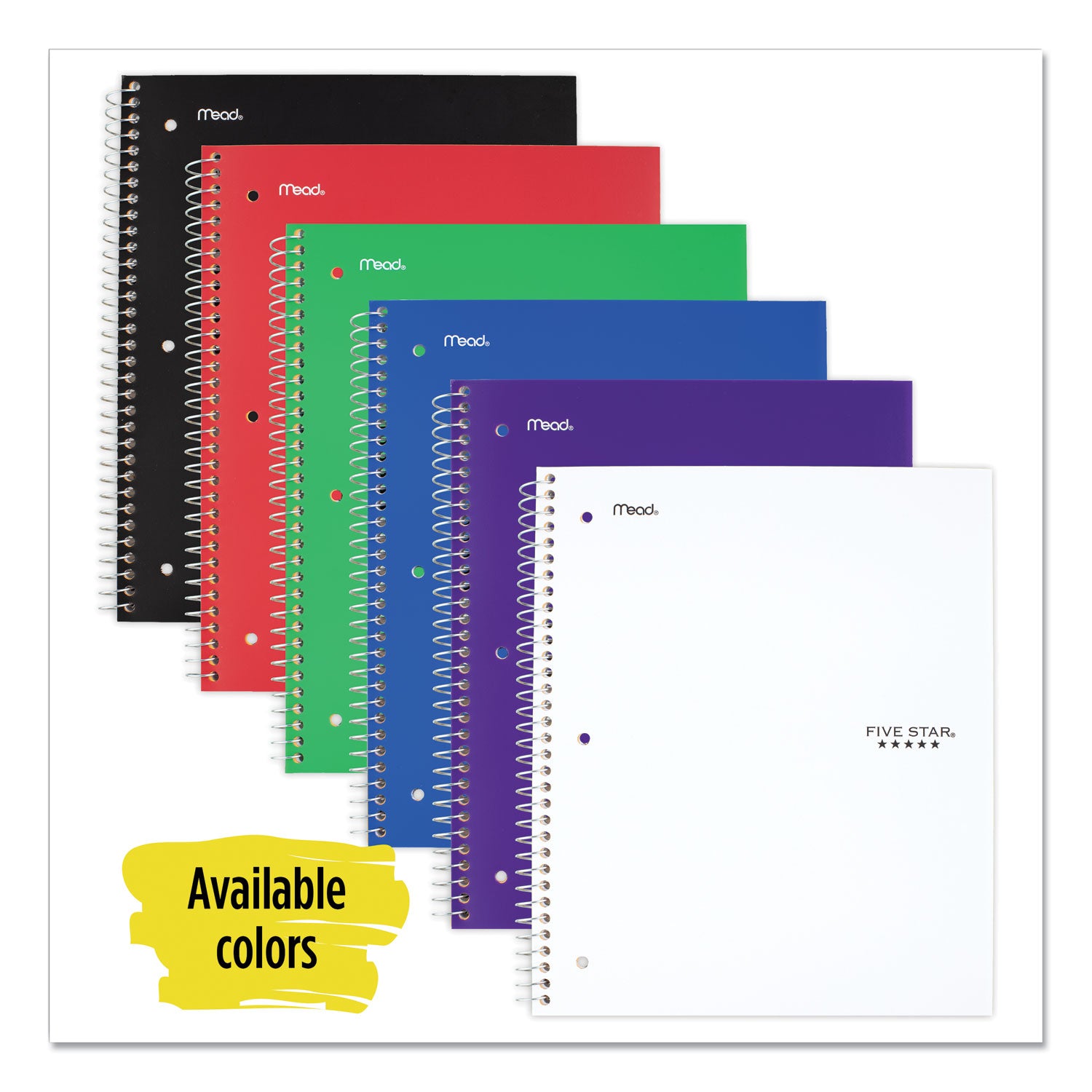 Five Star® Wirebound Notebook with Eight Pockets, 5-Subject, Wide/Legal Rule, Randomly Assorted Cover Color, (200) 10.5 x 8 Sheets