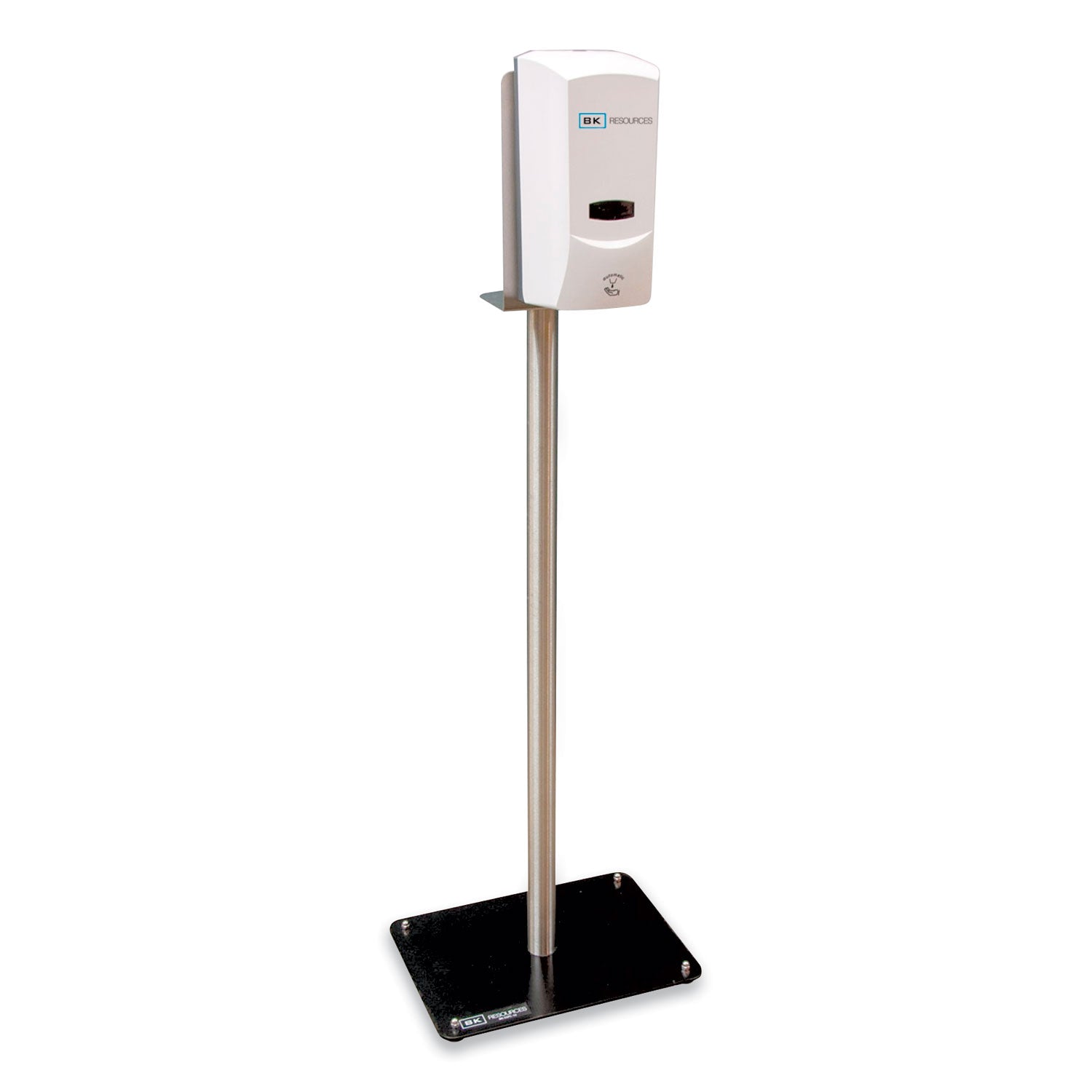 Hand Sanitizer Stand with Hands Free Dispenser, 1,000 mL, 12 x 16 x 51, Silver/White/Black