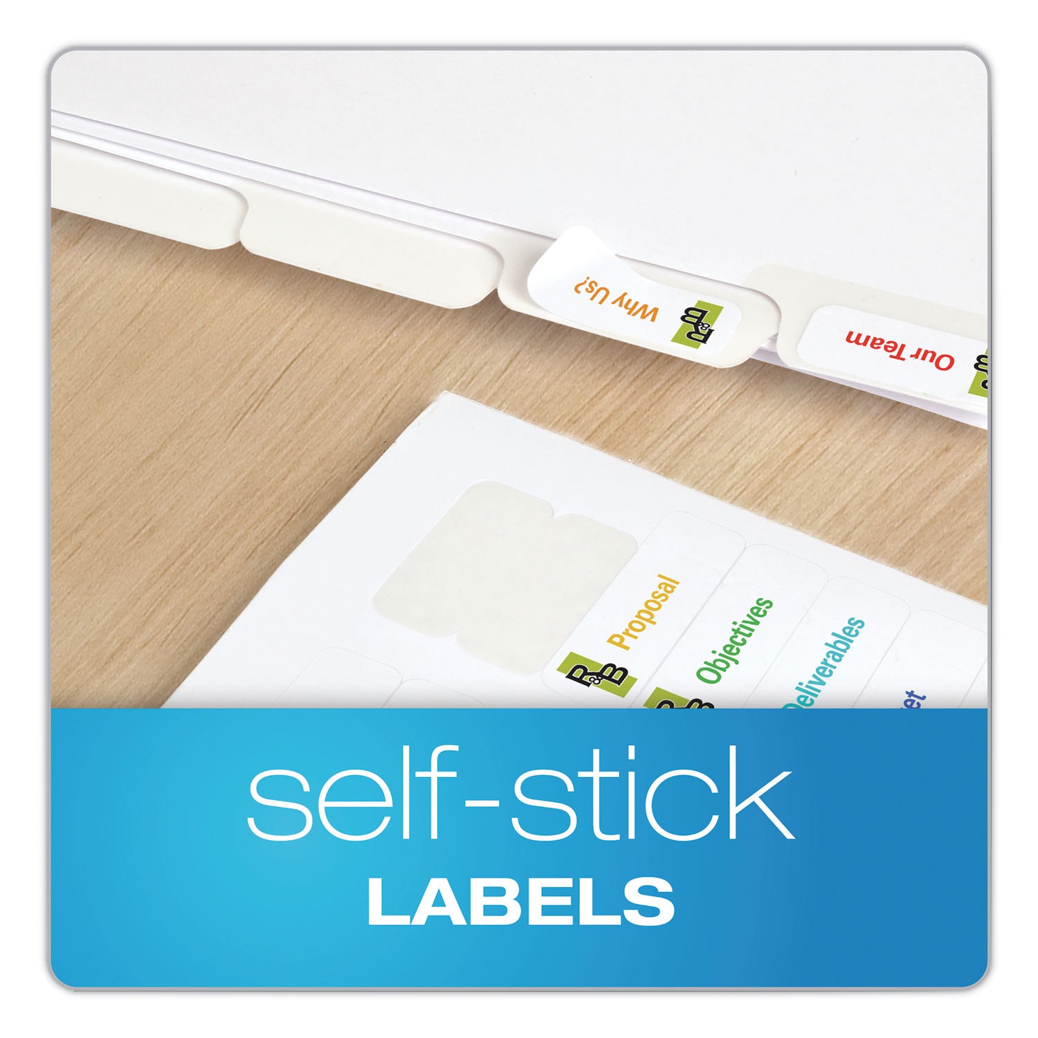 Oxford™ Custom Label Tab Dividers with Self-Adhesive Tab Labels, 8-Tab, 11 x 8.5, White, 25 Sets