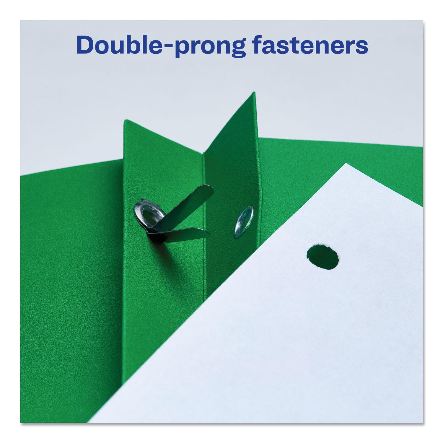 Avery® Two-Pocket Folder, Prong Fastener, 0.5" Capacity, 11 x 8.5, Green, 25/Box