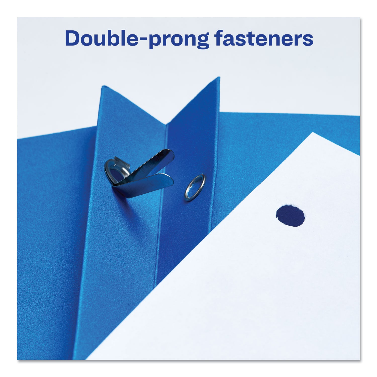 Avery® Two-Pocket Folder, Prong Fastener, 0.5" Capacity, 11 x 8.5, Light Blue, 25/Box