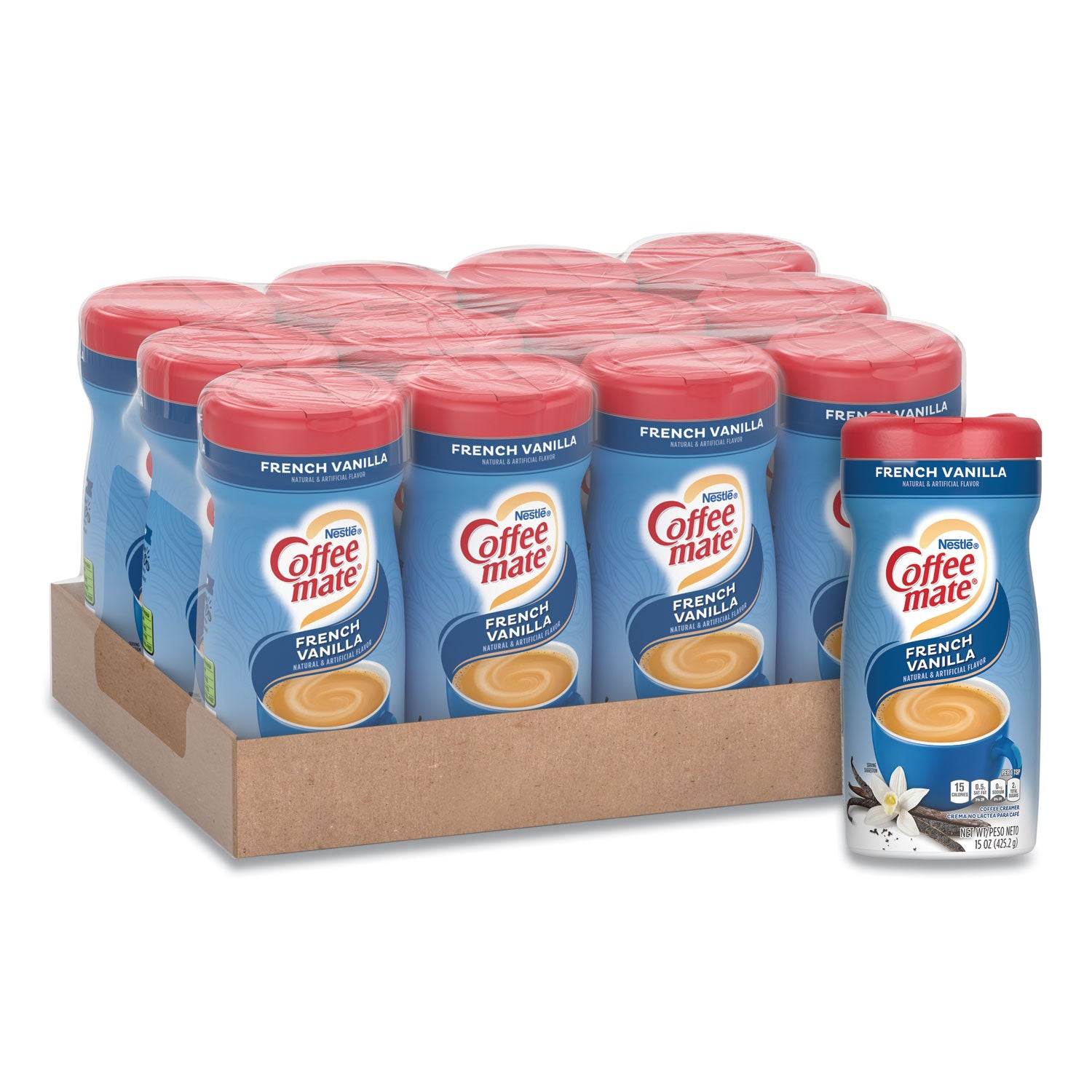 Coffee mate® Non-Dairy Powdered Creamer, French Vanilla, 15 oz Canister, 12/Carton