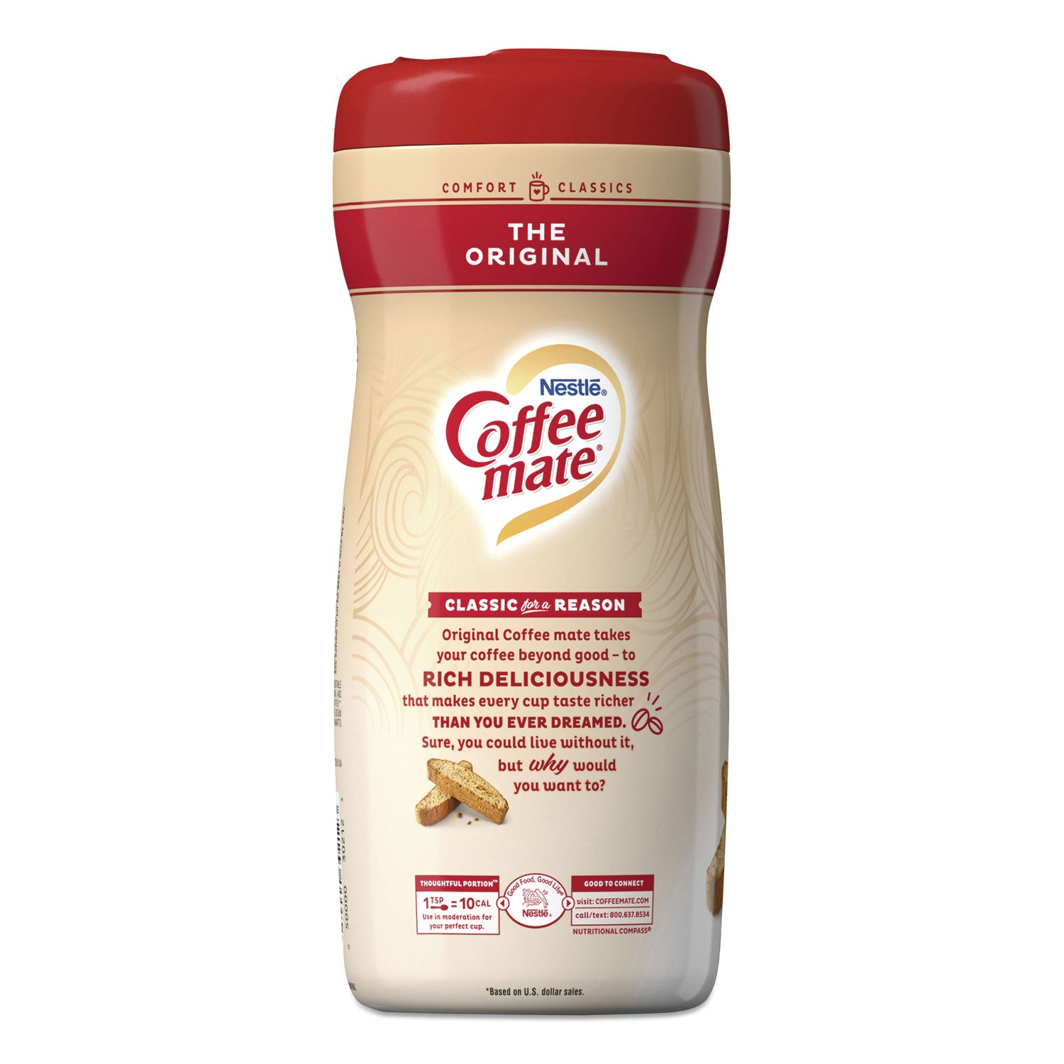 Coffee mate® Non-Dairy Powdered Creamer, Original, 22 oz Canister, 12/Carton