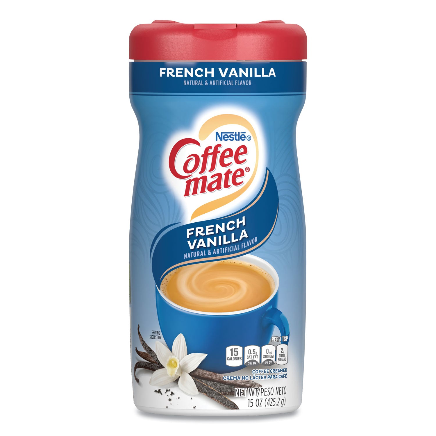 Coffee mate® Non-Dairy Powdered Creamer, French Vanilla, 15 oz Canister, 12/Carton