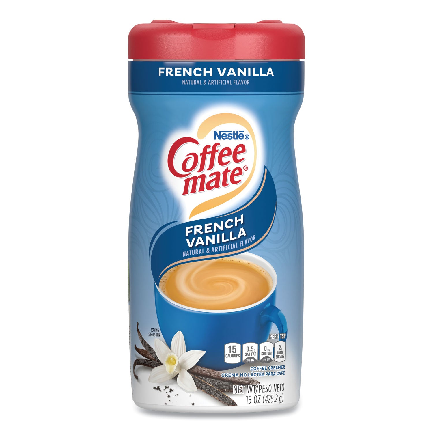 French Vanilla Creamer Powder, 15oz Plastic Bottle