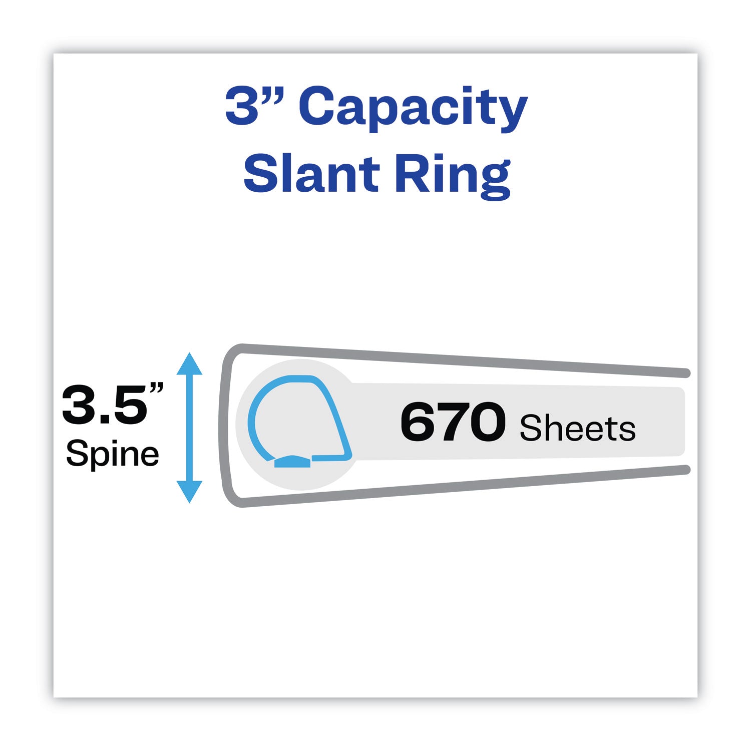 Avery® Heavy-Duty Non Stick View Binder with DuraHinge and Slant Rings, 3 Rings, 3" Capacity, 11 x 8.5, White, 2/Pack