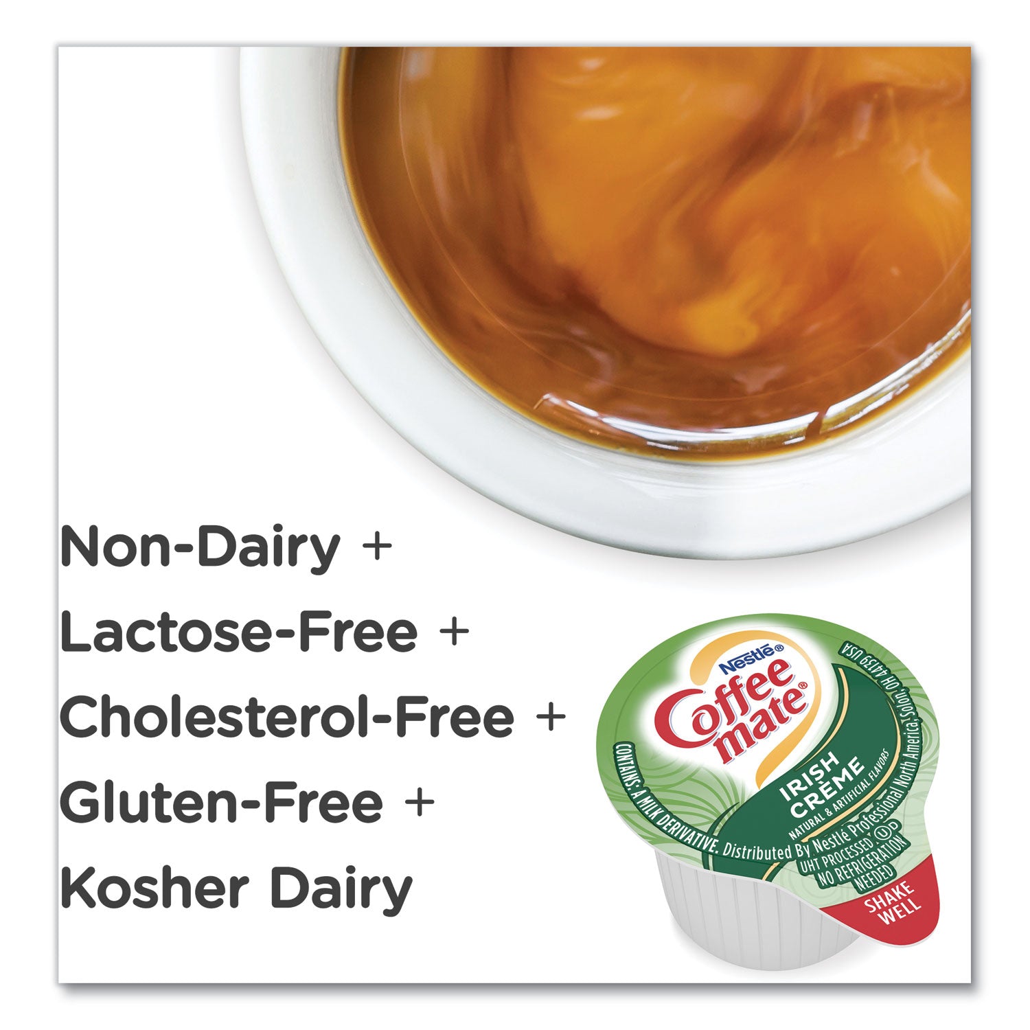 Coffee mate® Liquid Coffee Creamer, Irish Creme, 0.38 oz Mini Cups, 50/Box, 4 Boxes/Carton, 200 Total/Carton