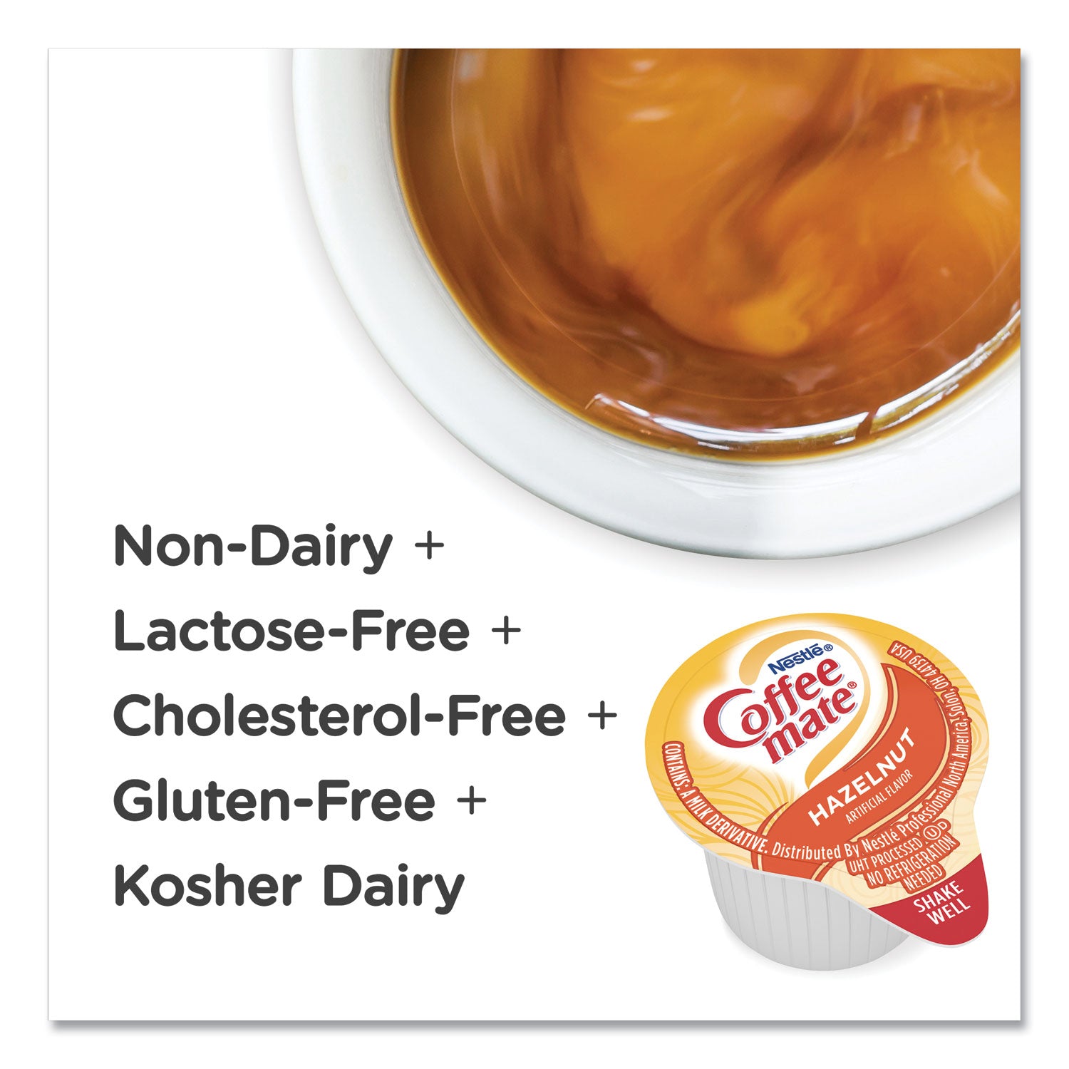 Coffee mate® Liquid Coffee Creamer, Hazelnut, 0.38 oz Mini Cups, 50/Box