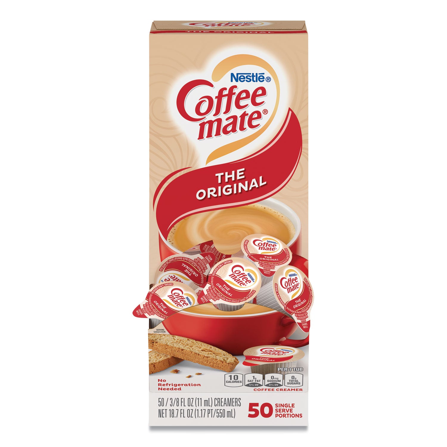 Coffee mate® Liquid Coffee Creamer, Original, 0.38 oz Mini Cups, 50/Box, 4 Boxes/Carton, 200 Total/Carton