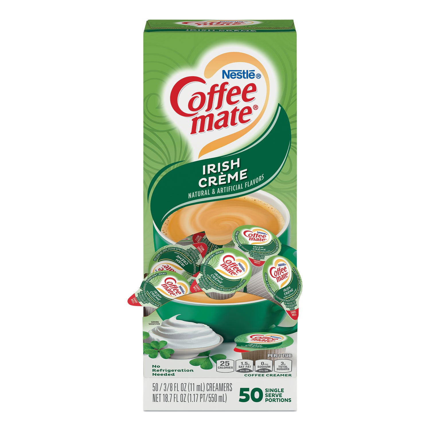 Coffee mate® Liquid Coffee Creamer, Irish Creme, 0.38 oz Mini Cups, 50/Box, 4 Boxes/Carton, 200 Total/Carton