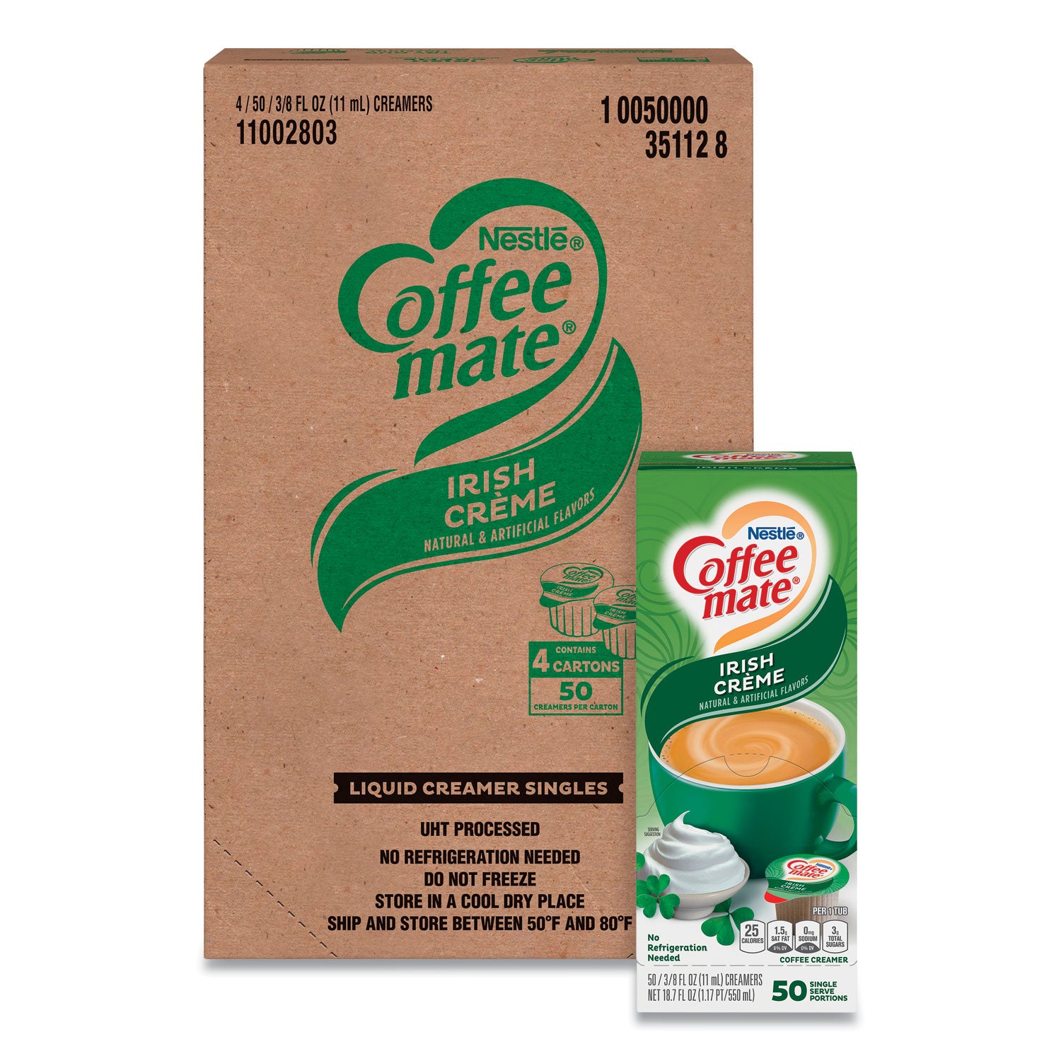 Coffee mate® Liquid Coffee Creamer, Irish Creme, 0.38 oz Mini Cups, 50/Box, 4 Boxes/Carton, 200 Total/Carton