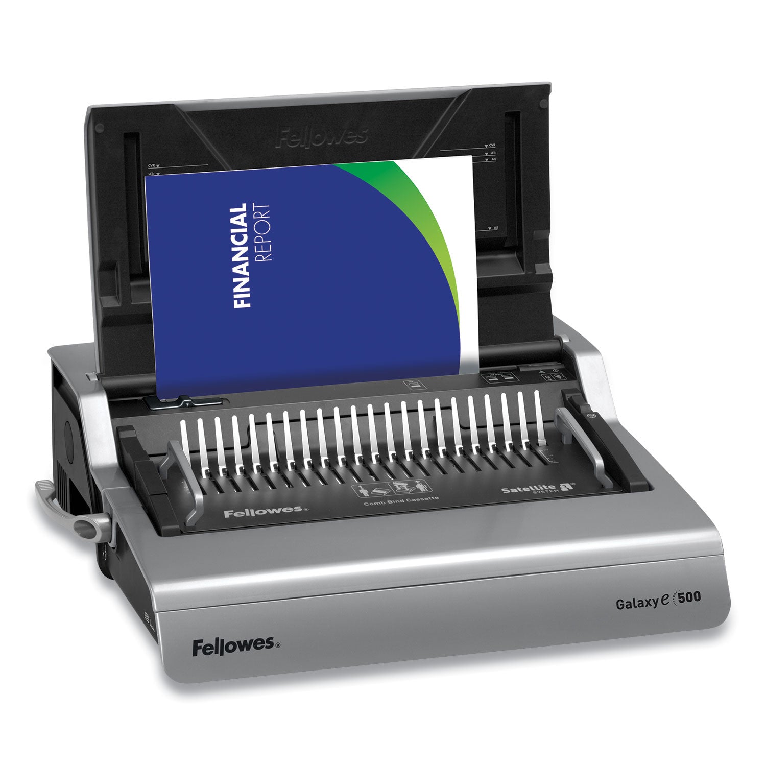 Fellowes® Galaxy 500 Electric Comb Binding System, 500 Sheets, 19.63 x 17.75 x 6.5, Gray