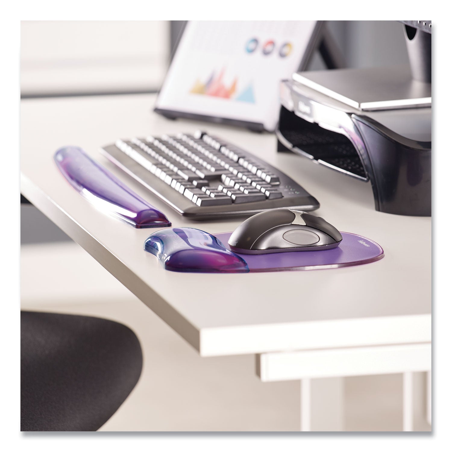 Fellowes® Gel Crystals Keyboard Wrist Rest, 18.5 x 2.25, Purple