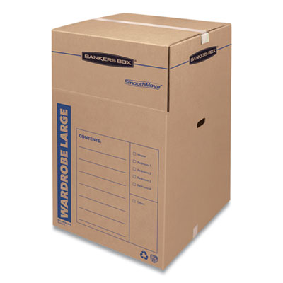SmoothMove Wardrobe Box, Regular Slotted Container (RSC), 24" x 24" x 40", Brown/Blue, 3/Carton Flipcost Flipcost