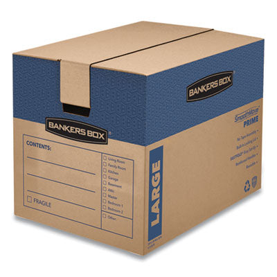 SmoothMove Prime Moving/Storage Boxes, Hinged Lid, Regular Slotted Container (RSC), 18" x 24" x 18", Brown/Blue, 6/Carton Flipcost Flipcost