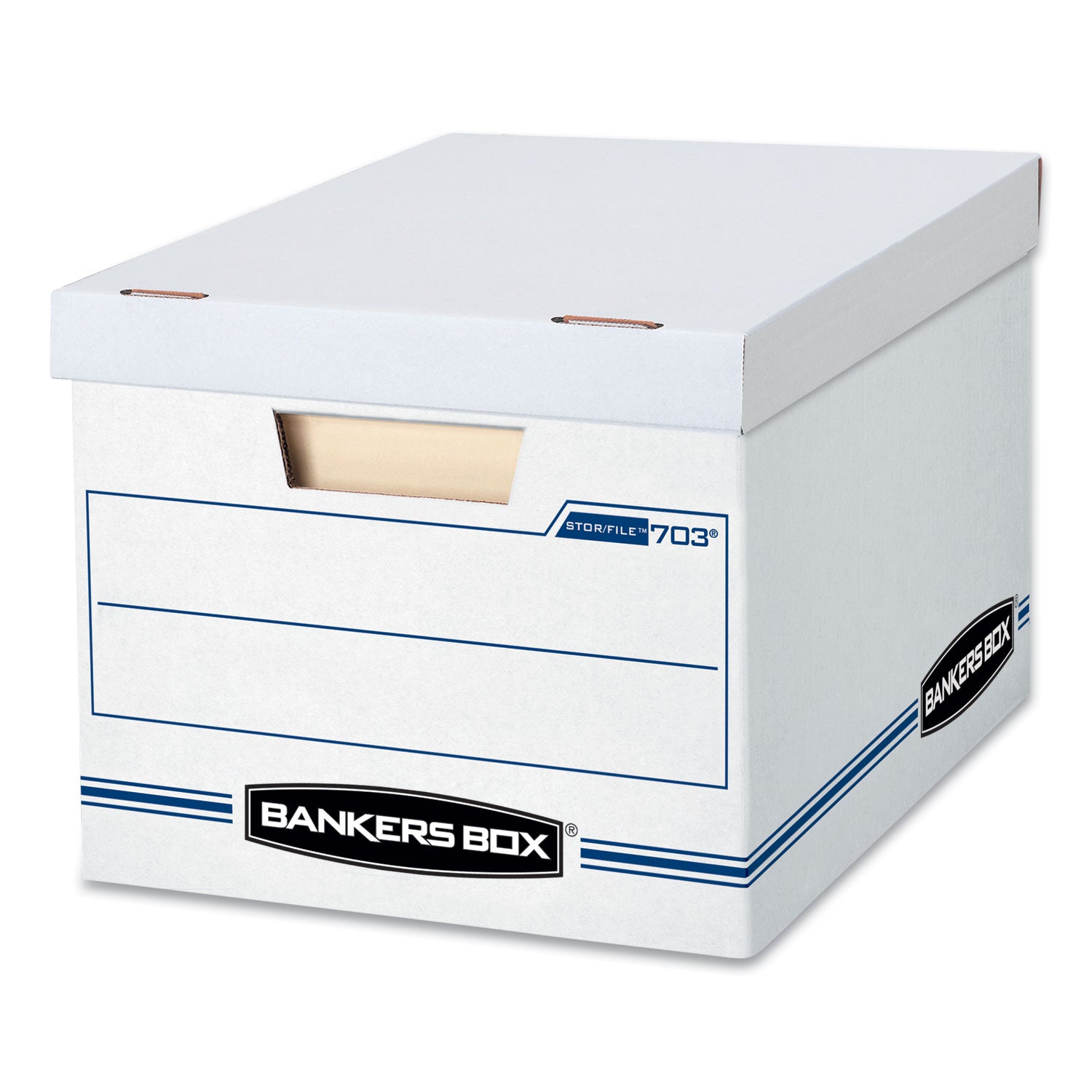 STOR/FILE Basic-Duty Storage Boxes, Letter/Legal Files, 12.5" x 16.25" x 10.5", White/Blue, 4/Carton