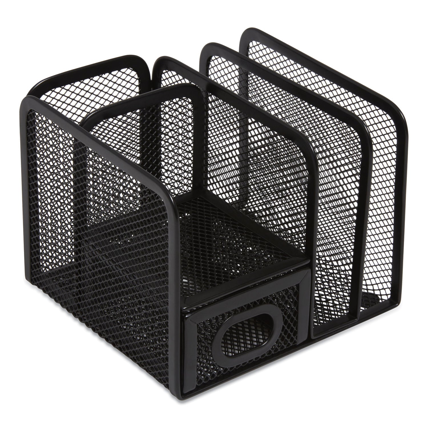 TRU RED™ Five Compartment Wire Mesh Accessory Holder, 5.9 x 6.29 x 5.11, Black