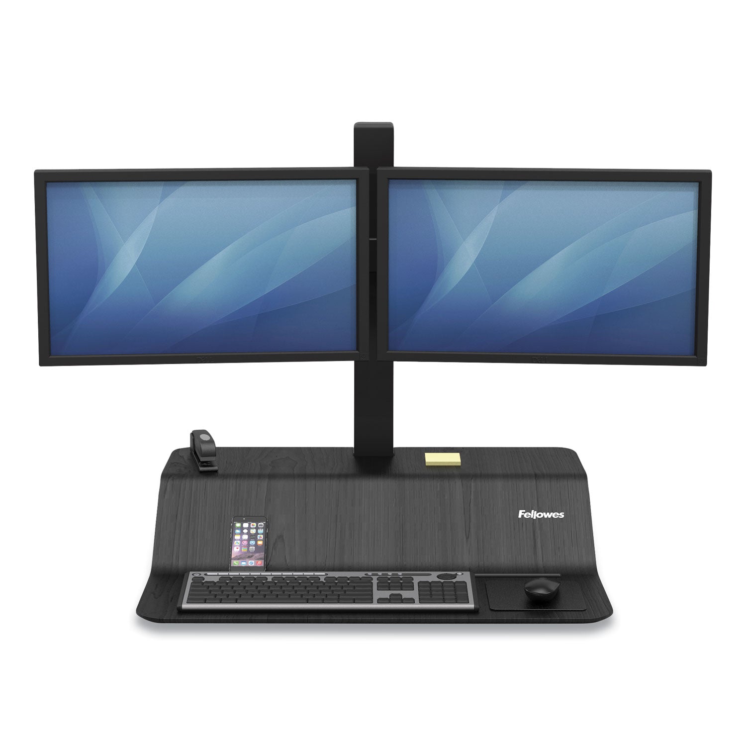 Fellowes® Lotus VE Sit-Stand Workstation - Dual, 29" x 28.5" x 42.5", Black