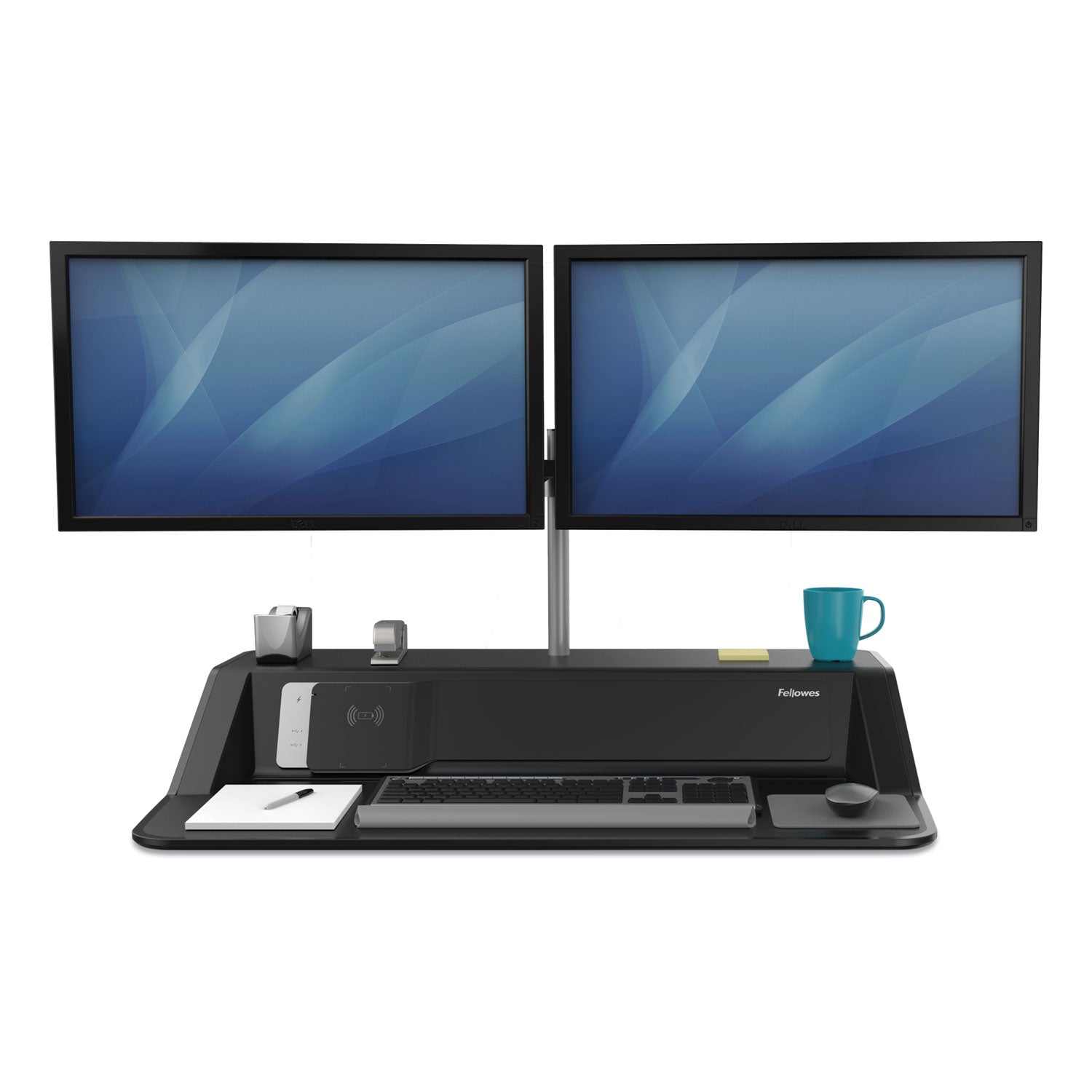 Fellowes® Lotus DX Sit-Stand Workstation, 32.75" x 24.25" x 5.5" to 22.5", Black