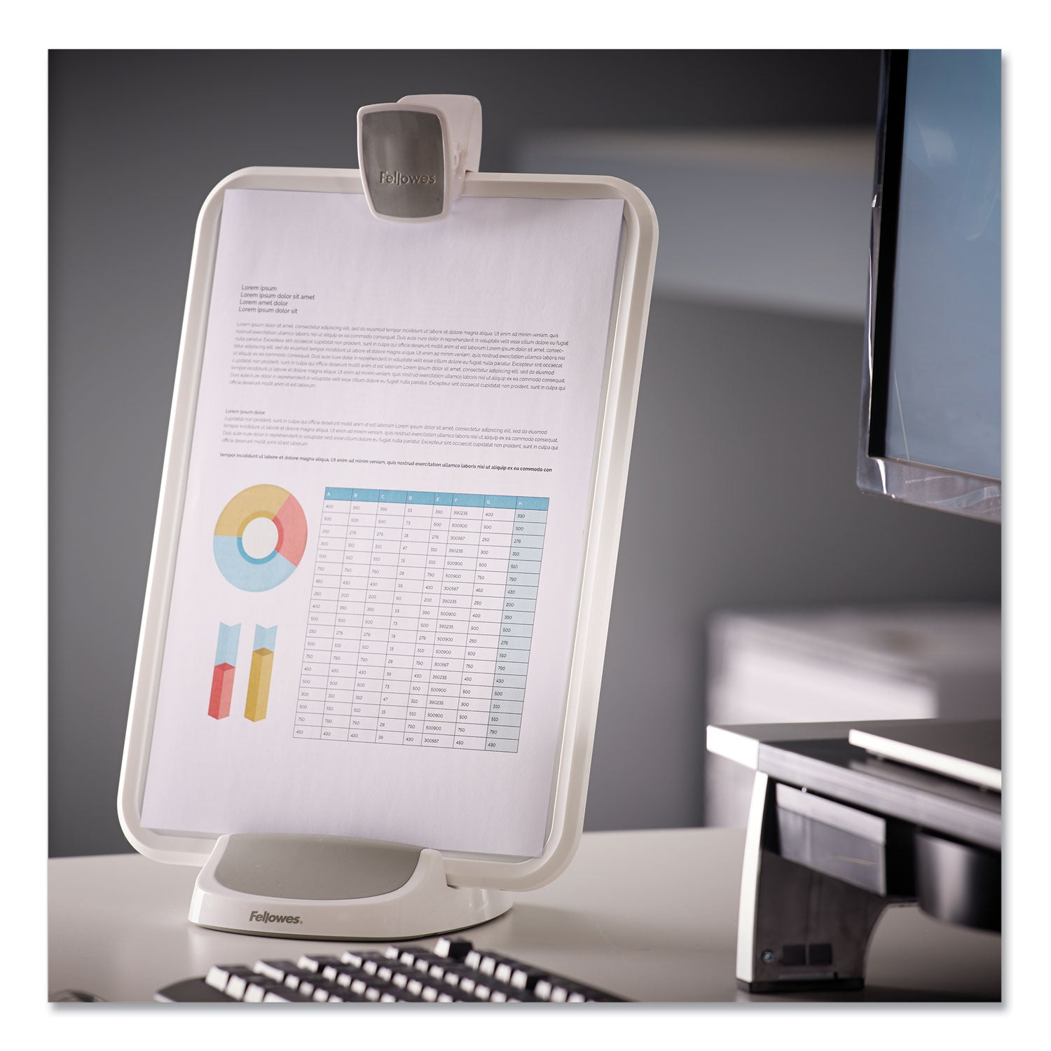 Fellowes® I-Spire Series Document Lift, 100 Sheet Capacity, ABS Plastic/High Impact Polystyrene, White/Gray