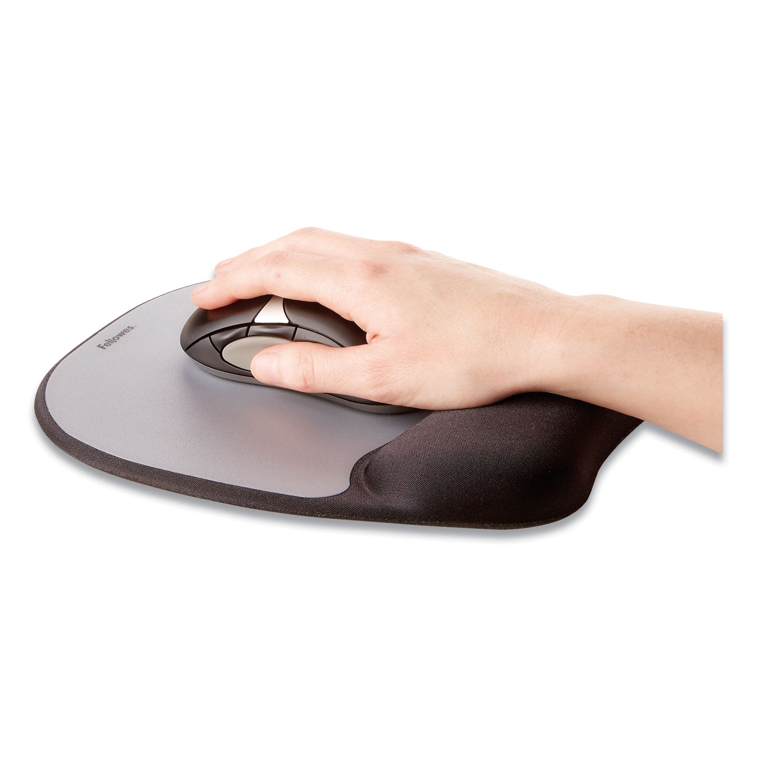 Fellowes® Memory Foam Mouse Pad with Wrist Rest, 7.93 x 9.25, Black/Silver