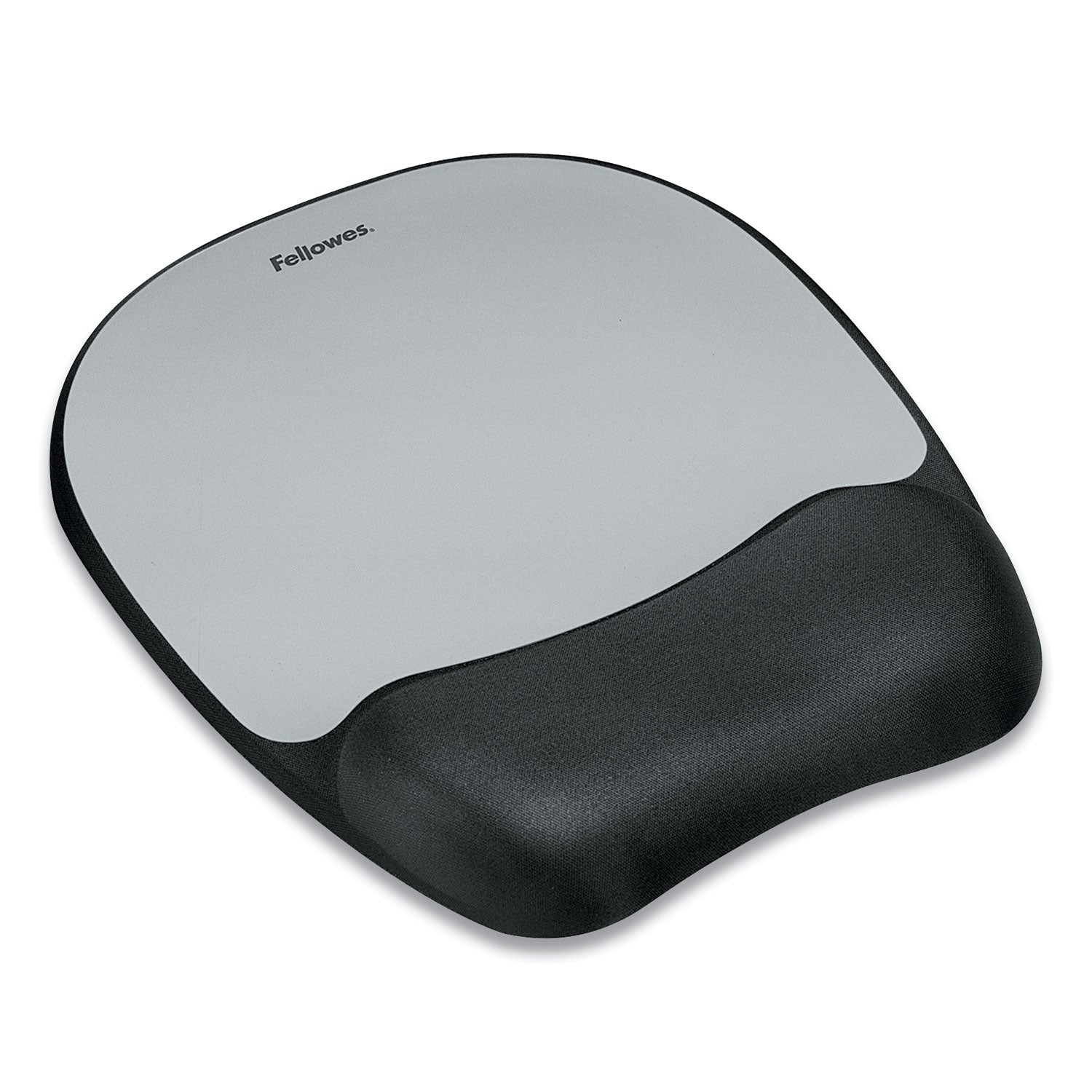 Fellowes® Memory Foam Mouse Pad with Wrist Rest, 7.93 x 9.25, Black/Silver