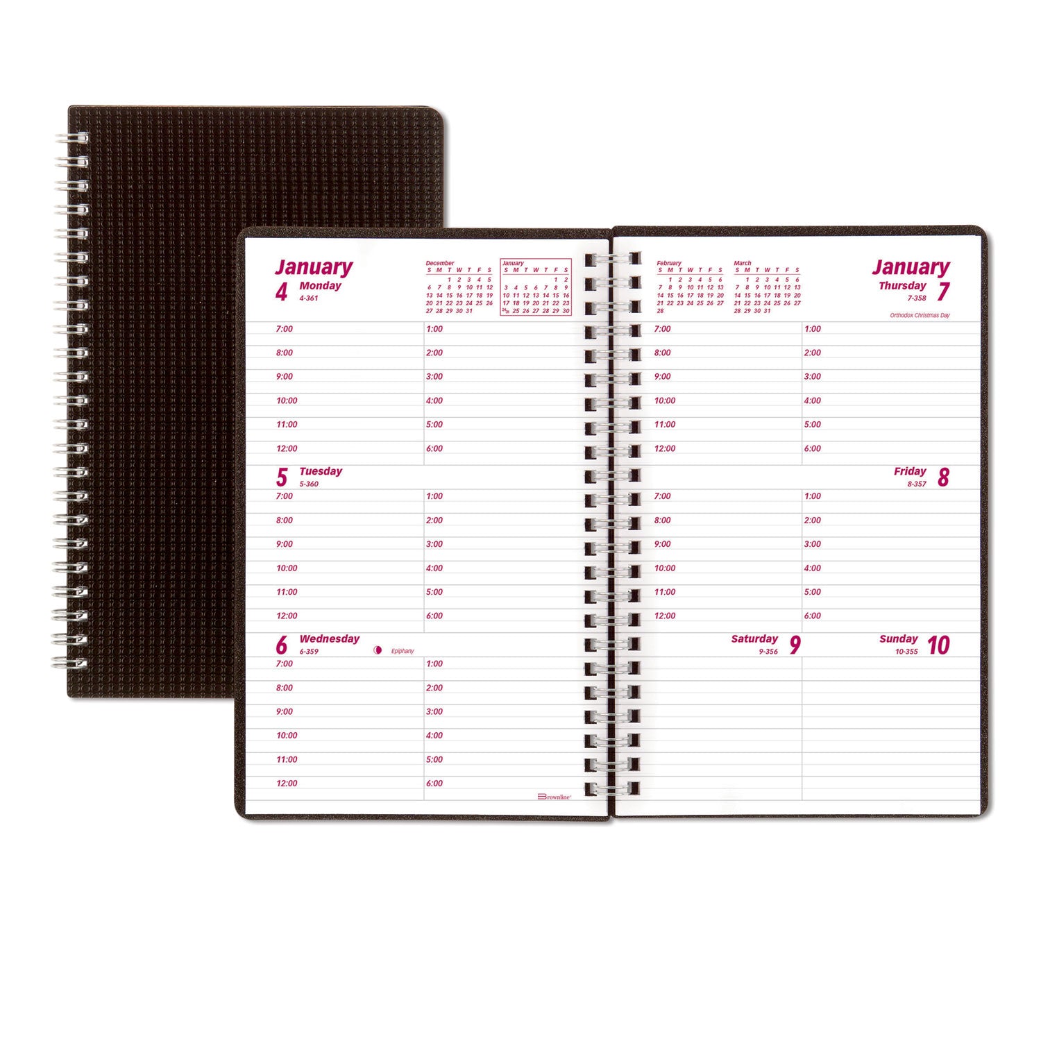 DuraFlex Weekly Planner, 8 x 5, Black Cover, 12-Month (Jan to Dec): 2025