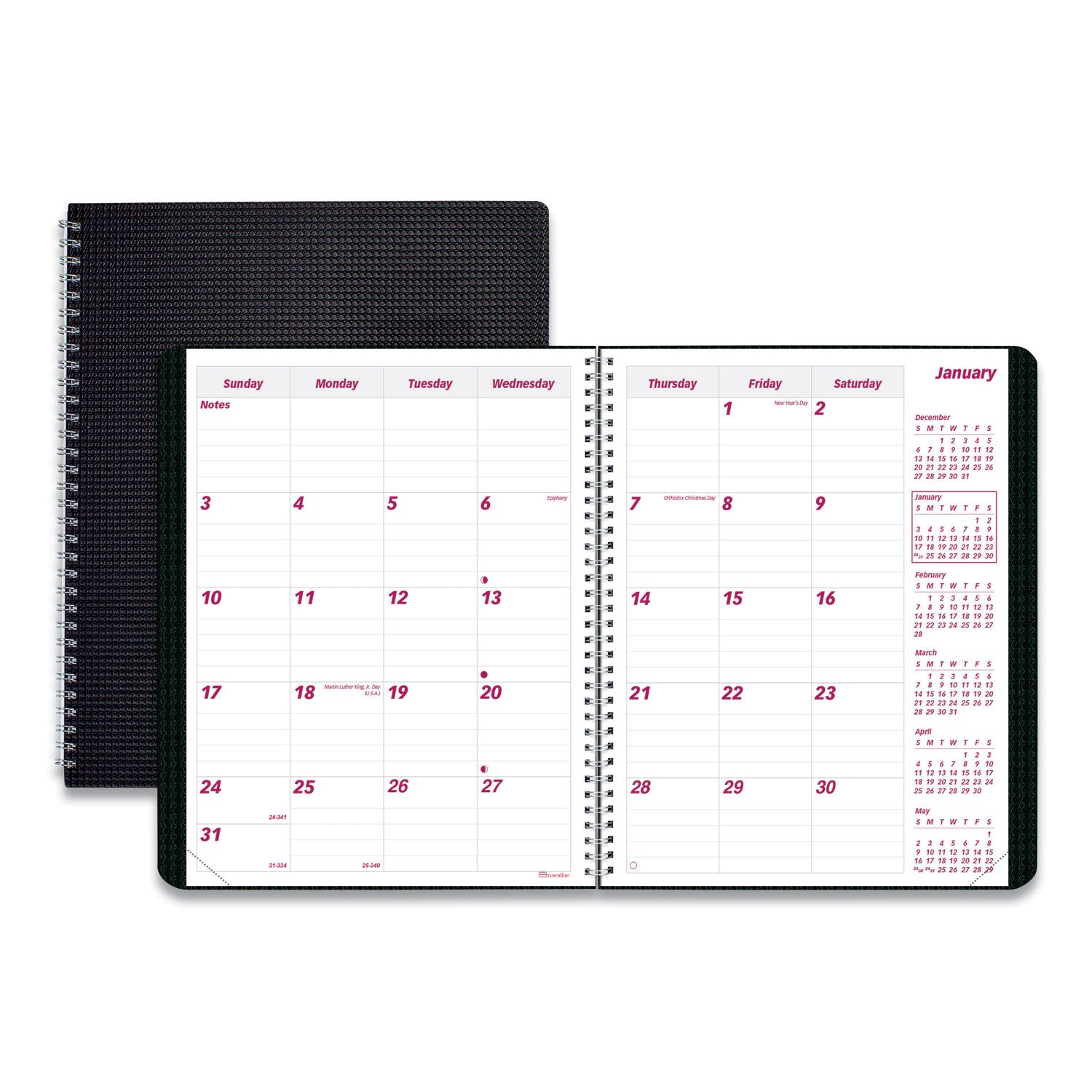 DuraFlex 14-Month Planner, 8.88 x 7.13, Black Cover, 14-Month: Dec 2024 to Jan 2026